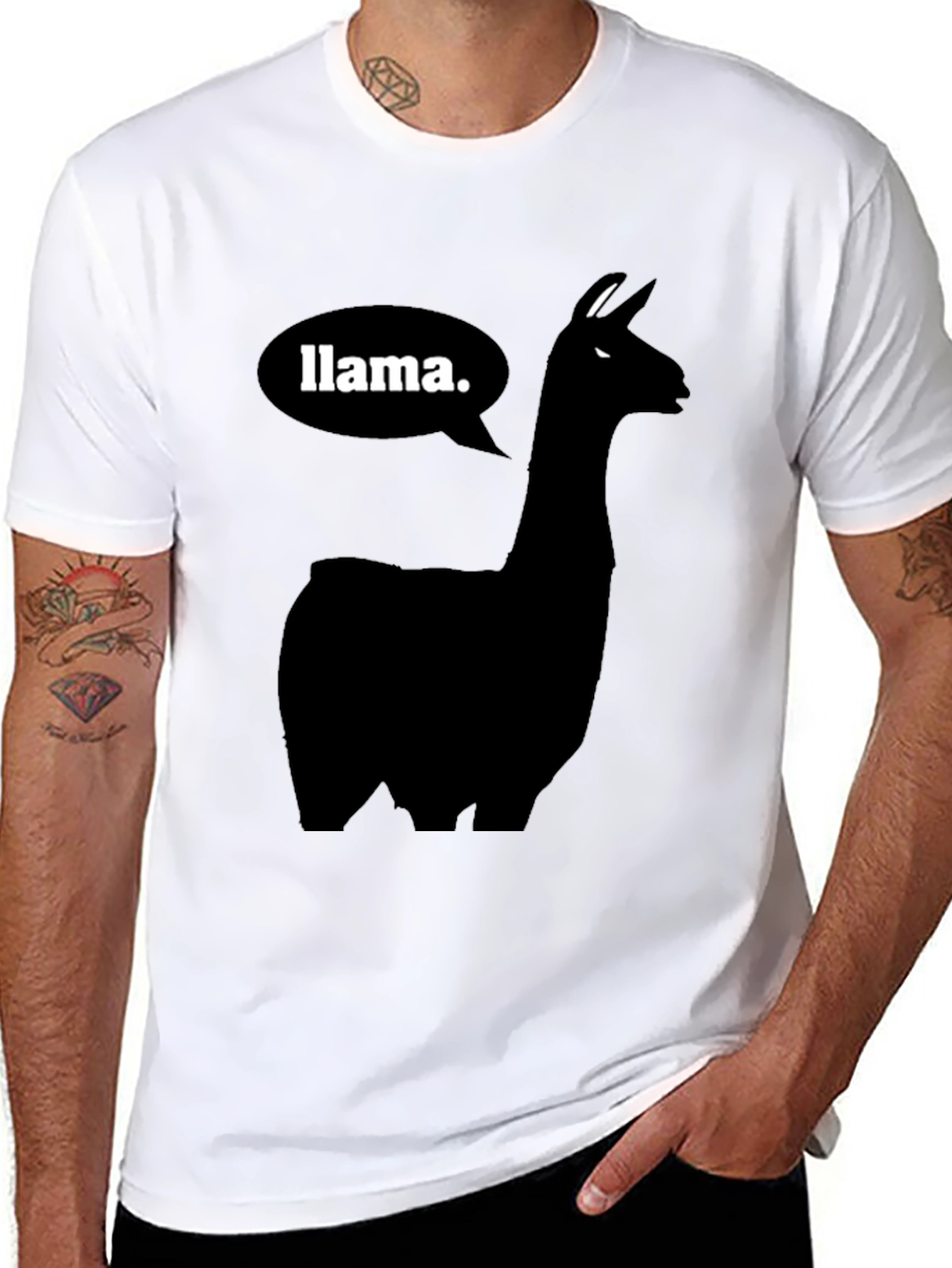 Black Llama T-Shirt - Black Silhouette Animal Tee view 8