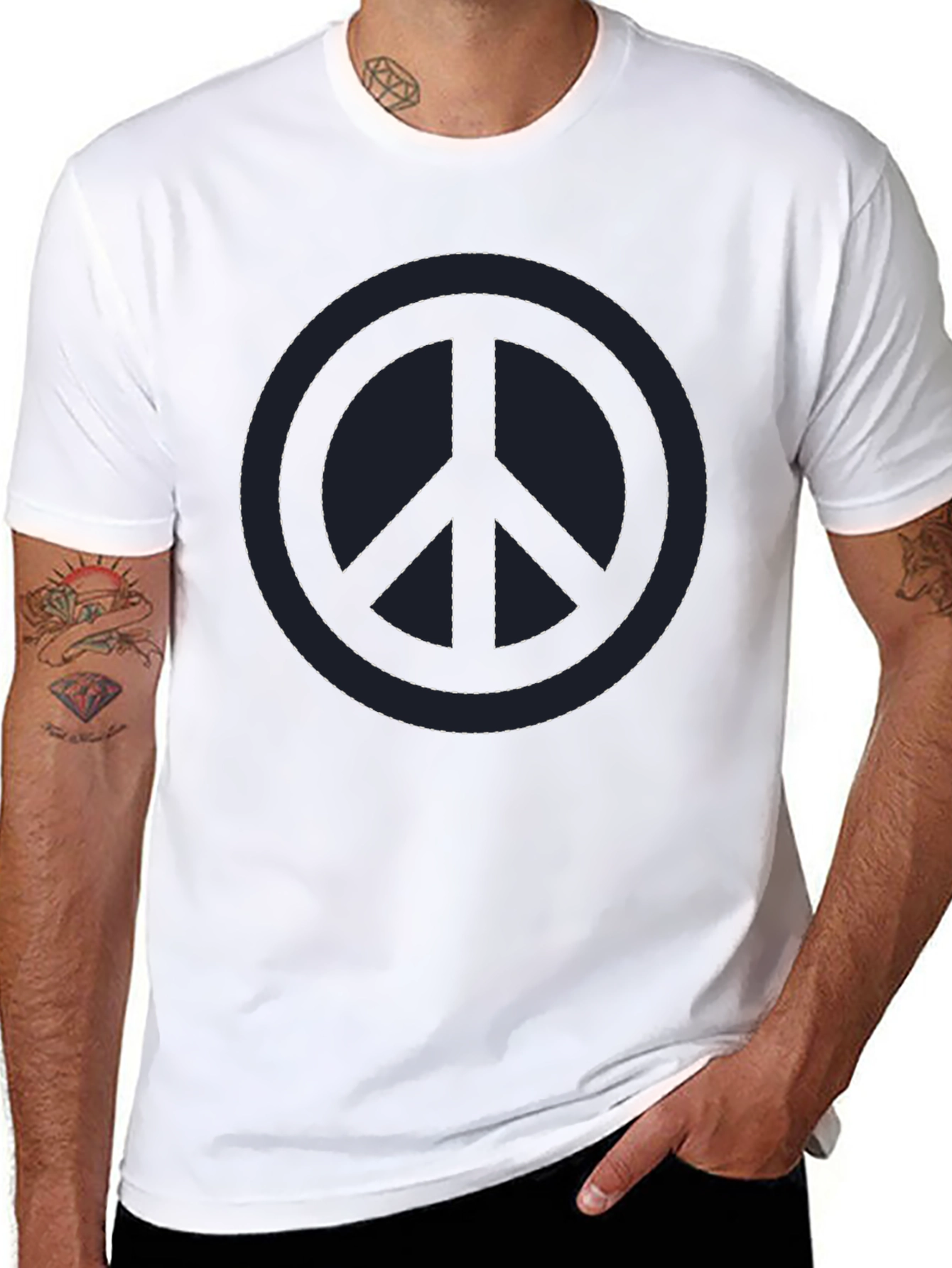 Black Peace Sign Graphic T-Shirt - Stylish Casual Tee view 8
