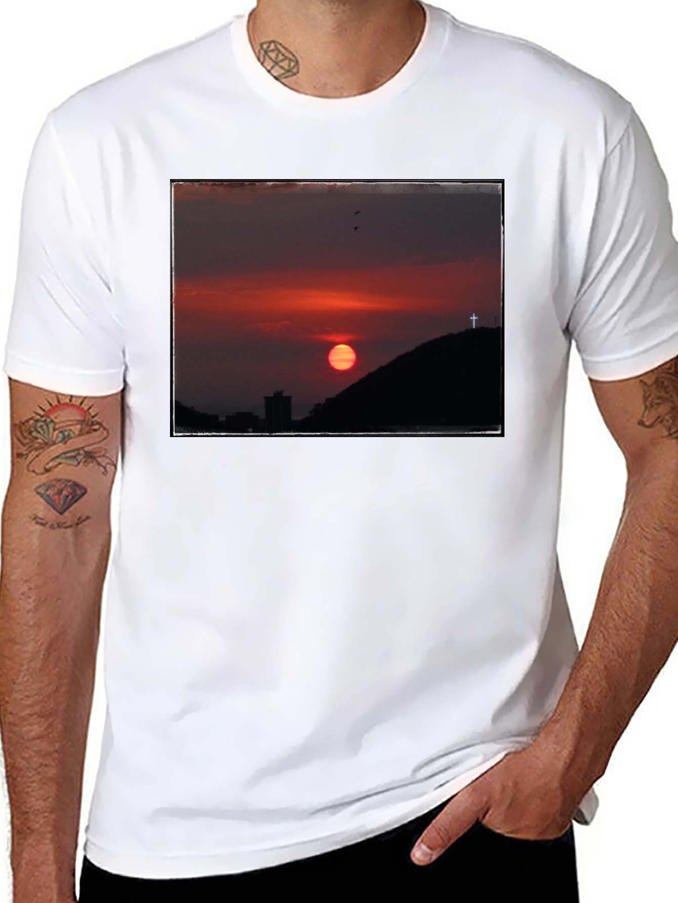 Black Sunset Cross Graphic Tee - Black view 8