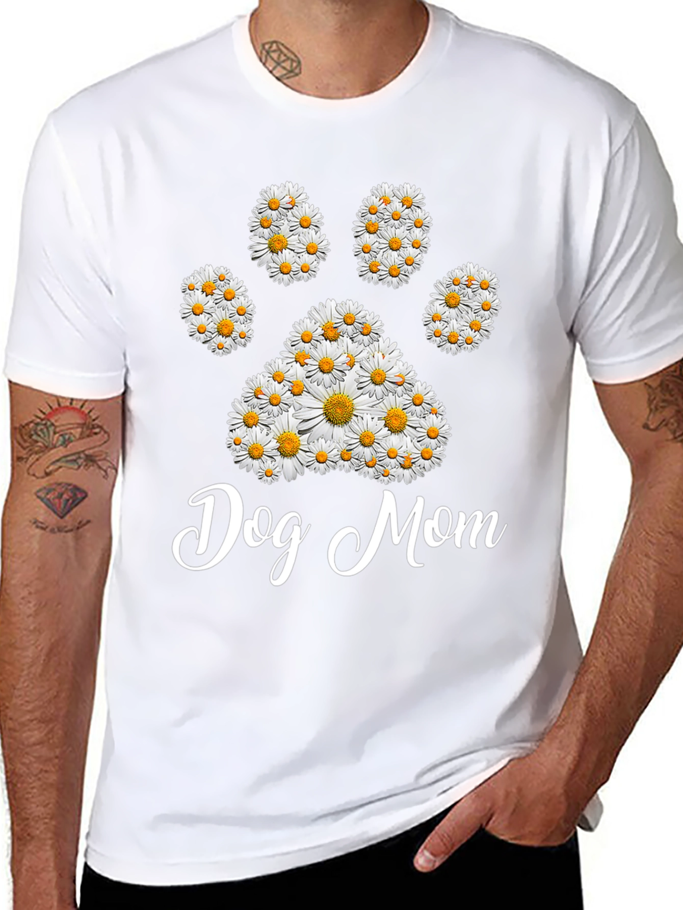 Black Dog Mom Daisy Paw Print T-Shirt view 8