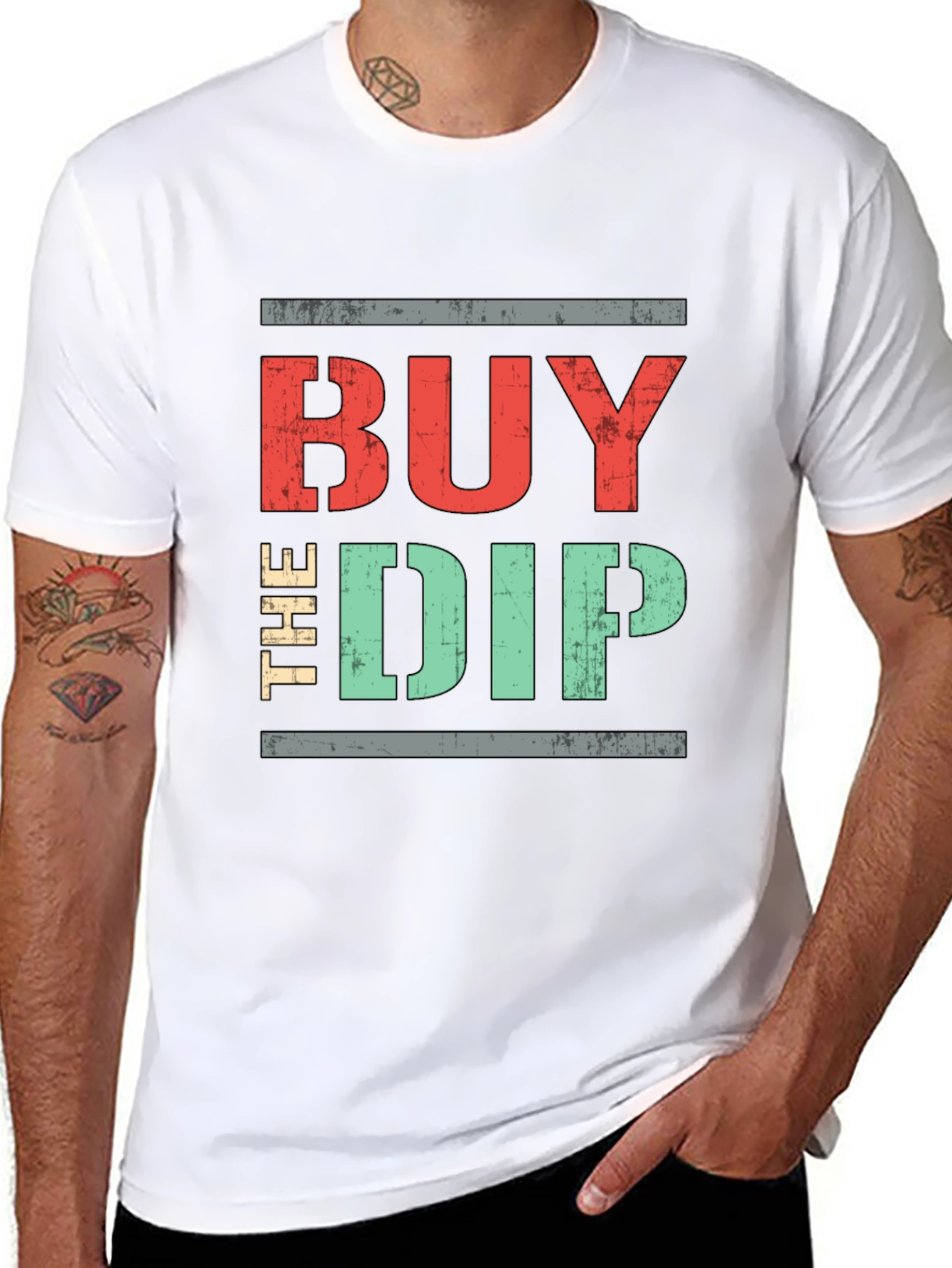 Black Buy The Dip Graphic Tee - Stock Market T-Shirt view 8