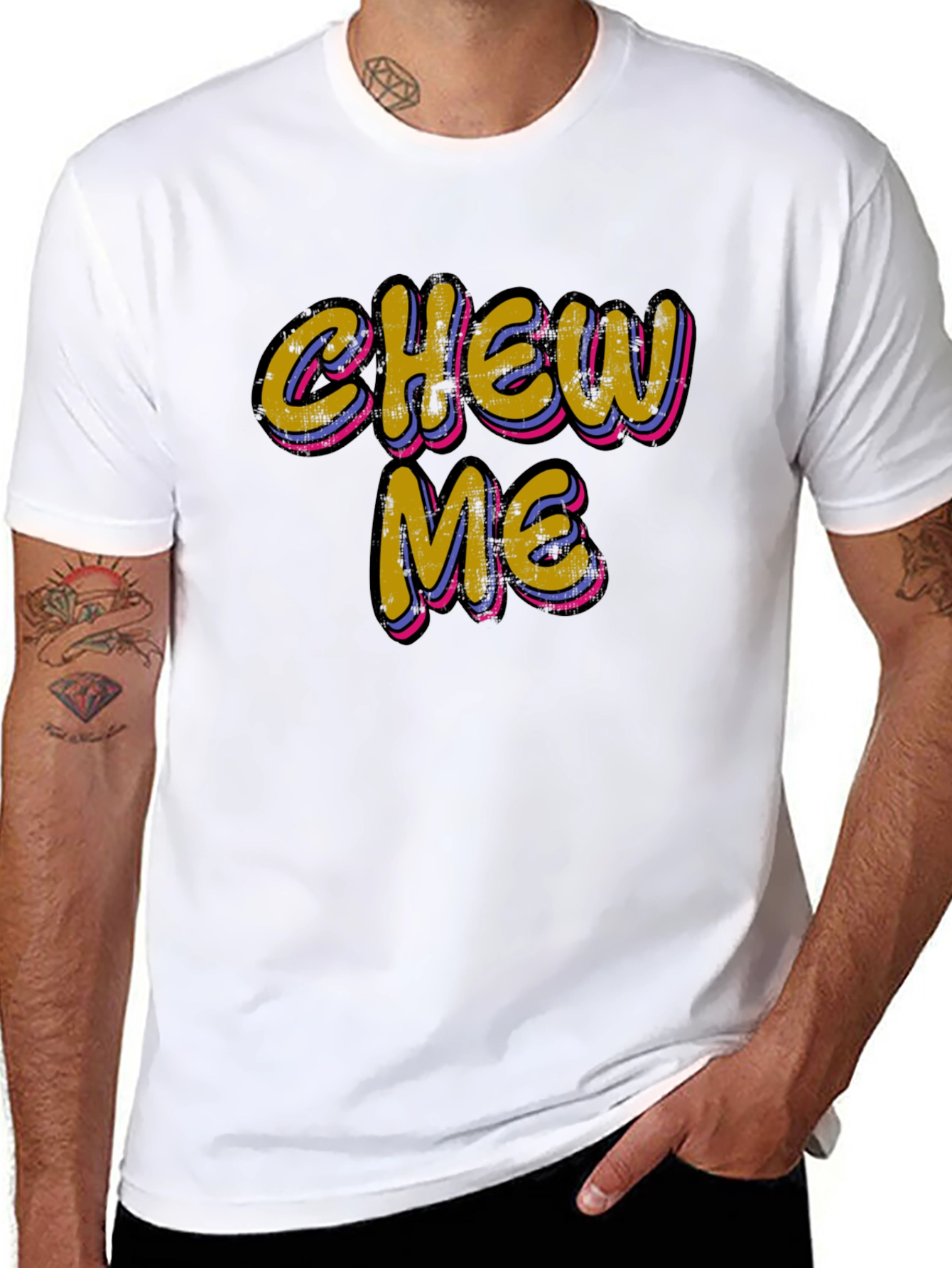 Black Chew Me Graphic Black T-Shirt view 8