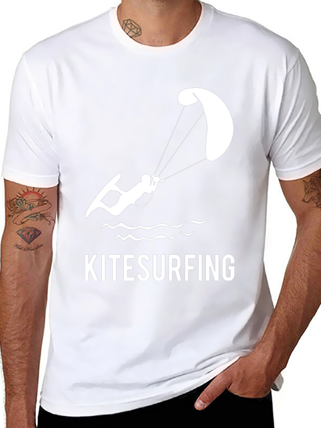 Black Kitesurfing Graphic Tee - Stylish Water Sports Apparel view 8