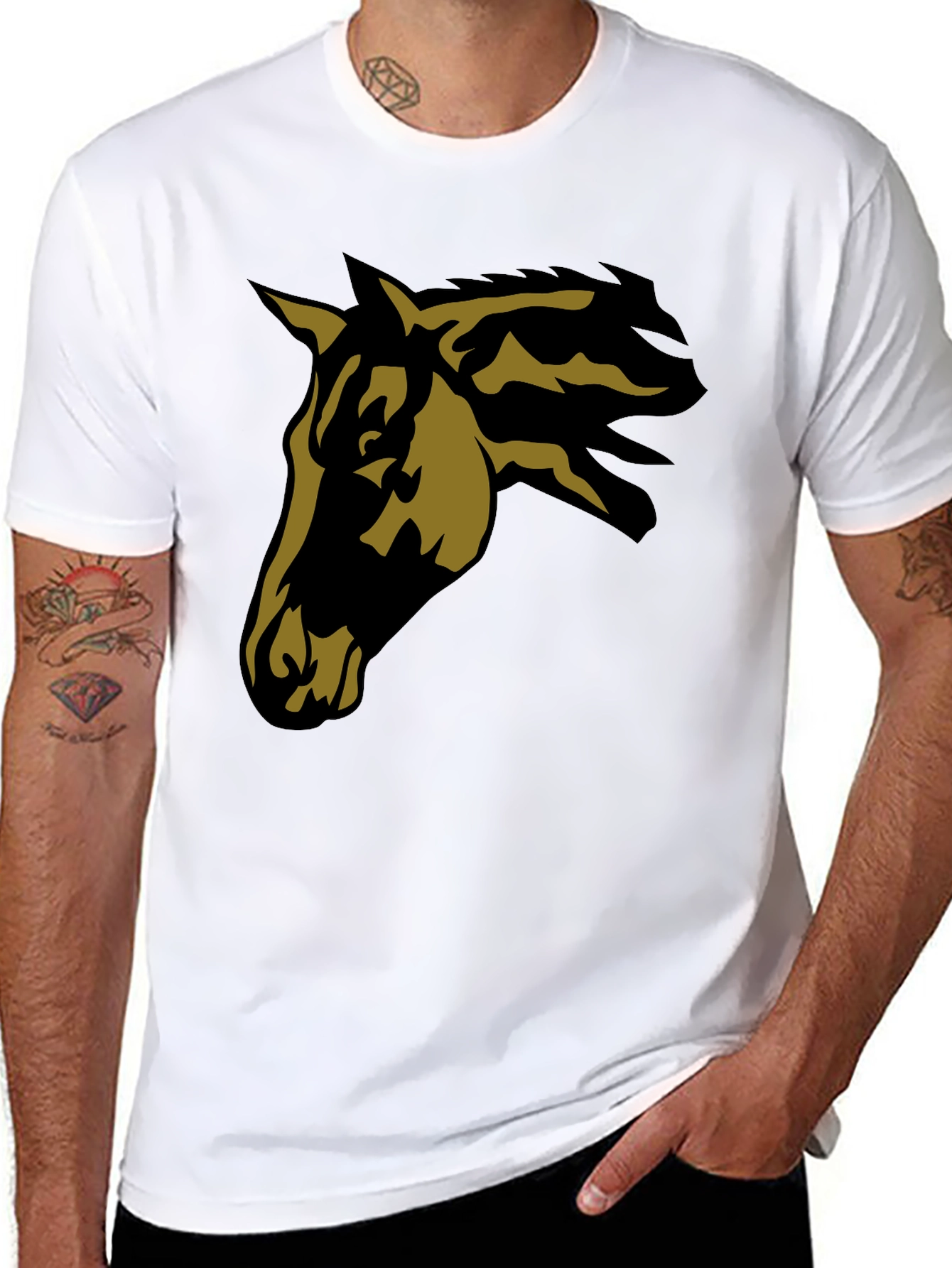 Black Black Horse Graphic Tee - Stylish Men's Casual T-Shirt view 8