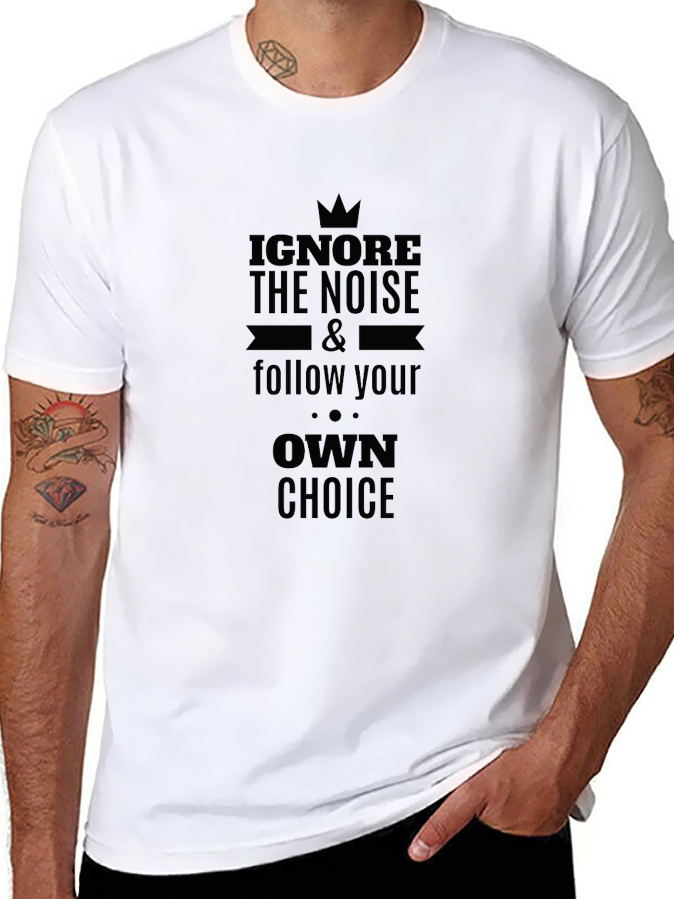 Black Motivational Black T-Shirt - Follow Your Own Choice view 8