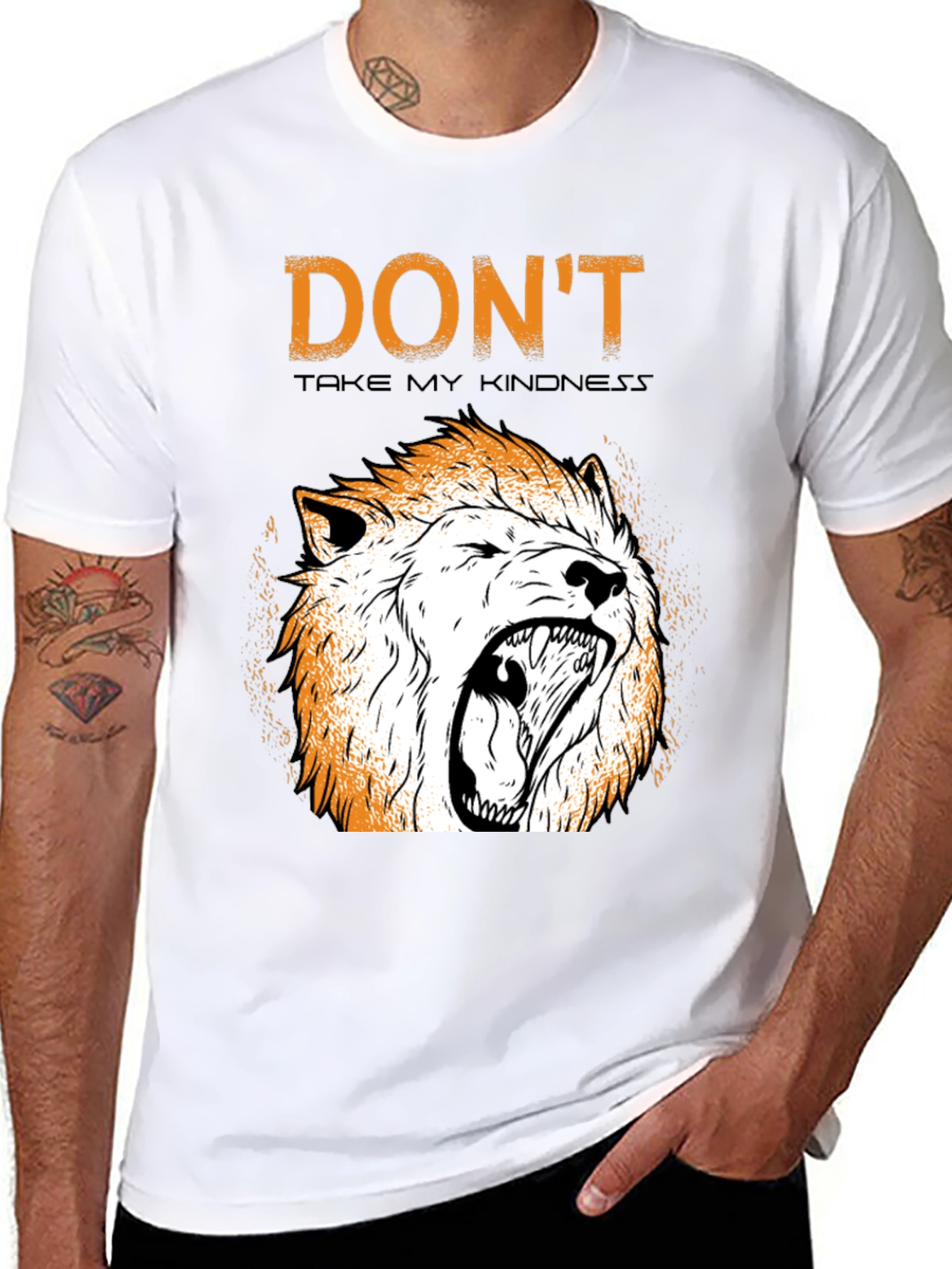 Black Don't Take My Kindness T-Shirt with Lion Graphic view 8