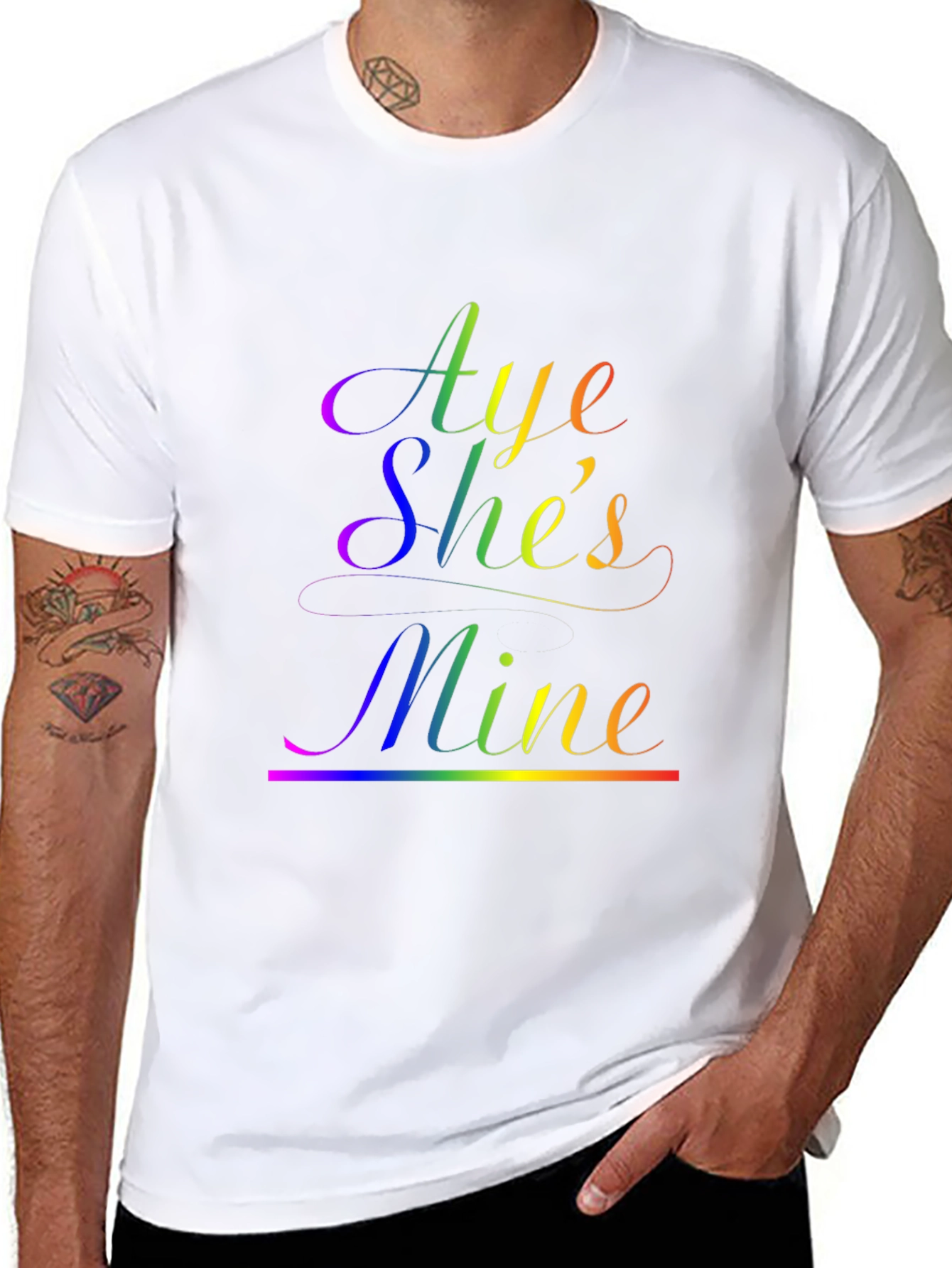 Black Aye She's Mine LGBTQ+ Pride T-Shirt view 8