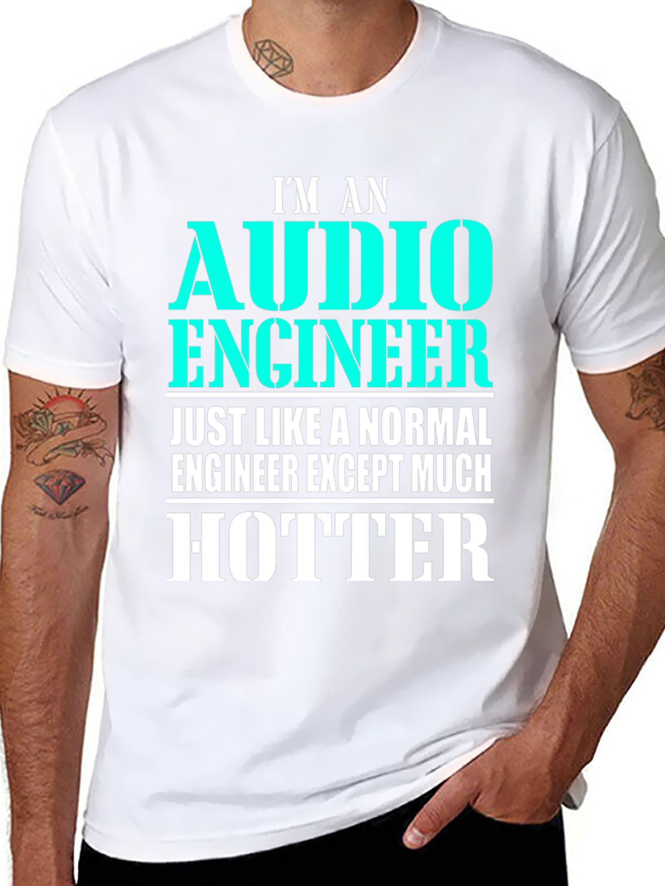 Black Audio Engineer Hotter T-Shirt view 8