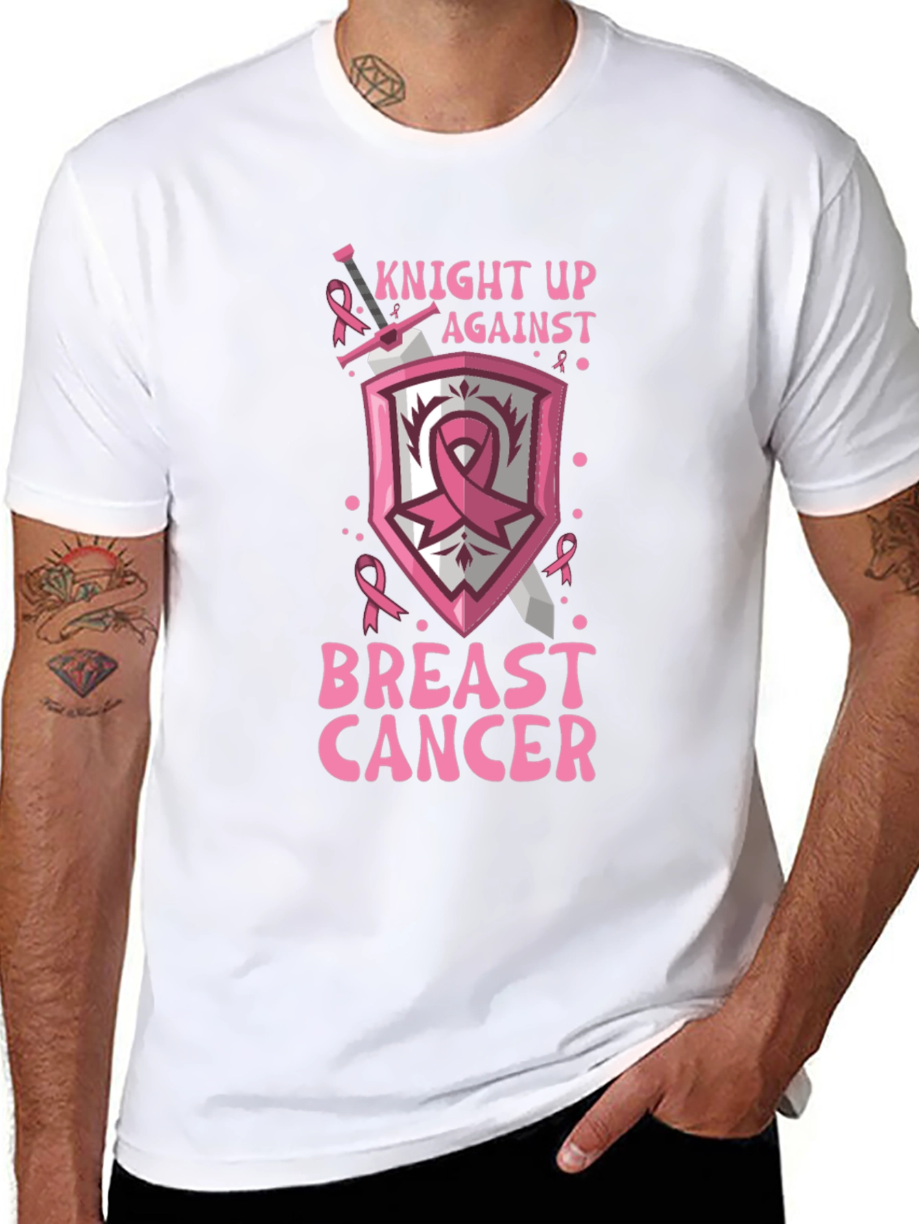 Black Knight Up Against Breast Cancer Awareness T-Shirt view 8
