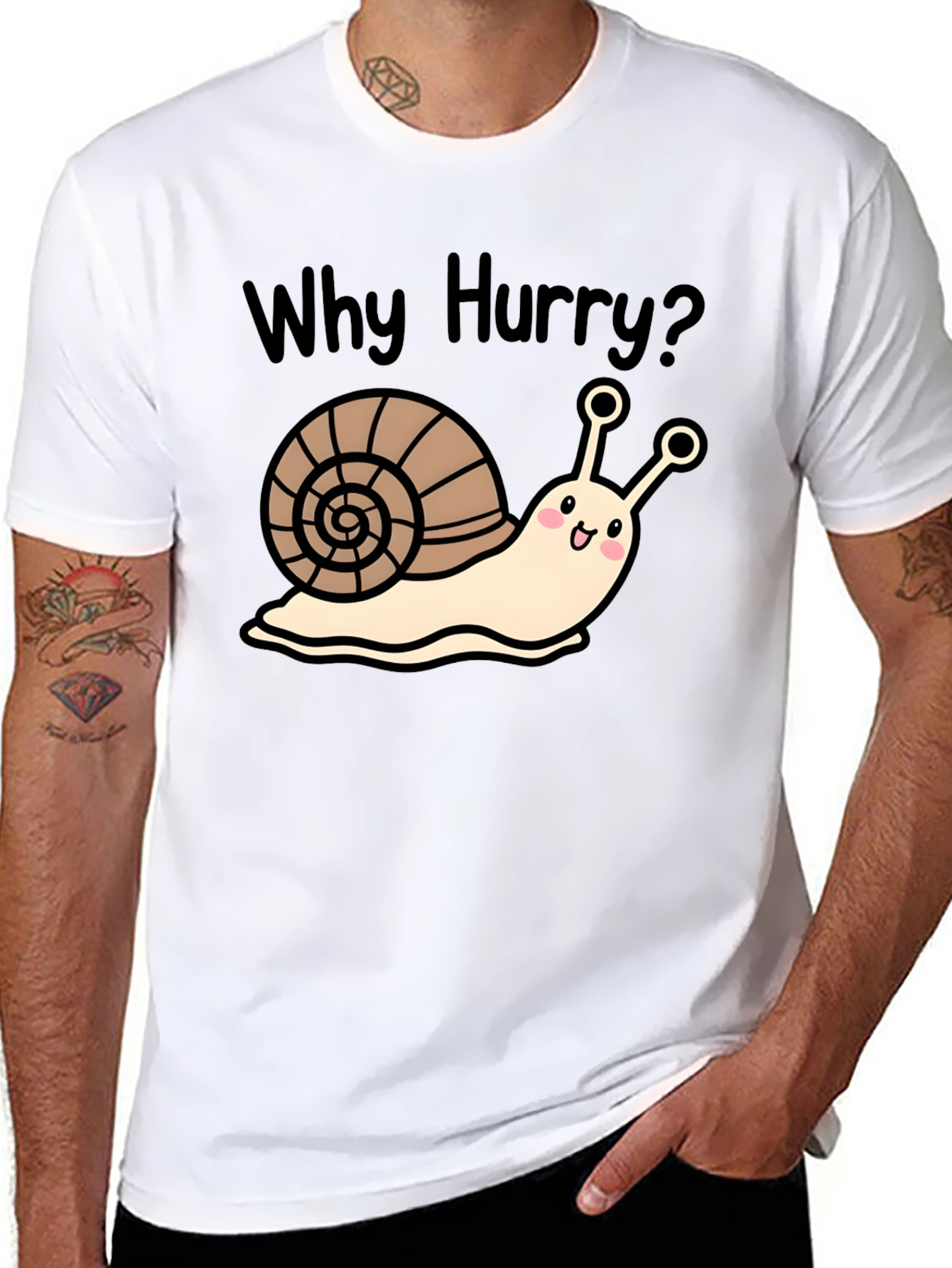 Black Why Hurry? Snail Graphic T-Shirt view 8