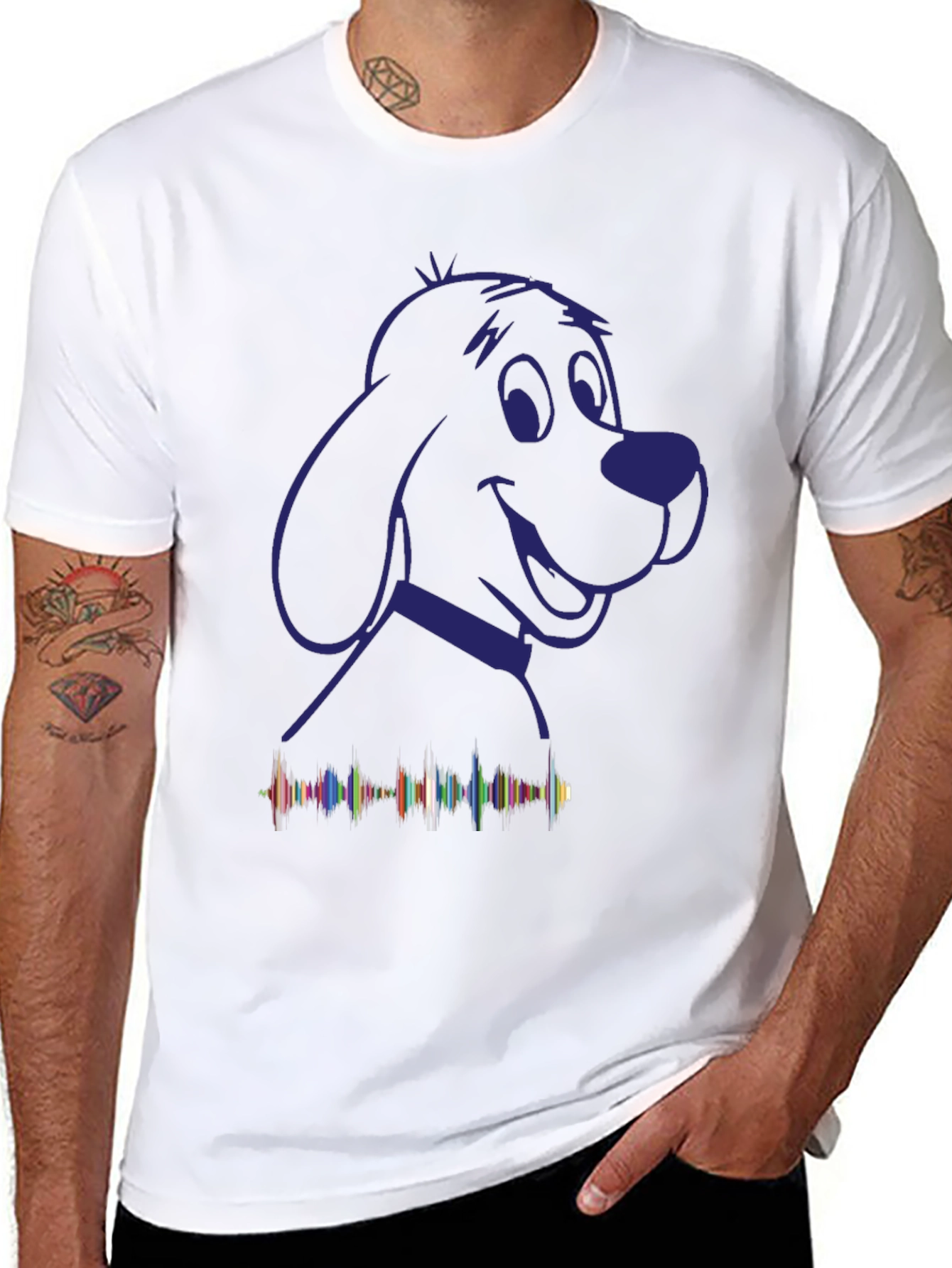 Black Dog Outline T-Shirt with Soundwave Graphic view 8