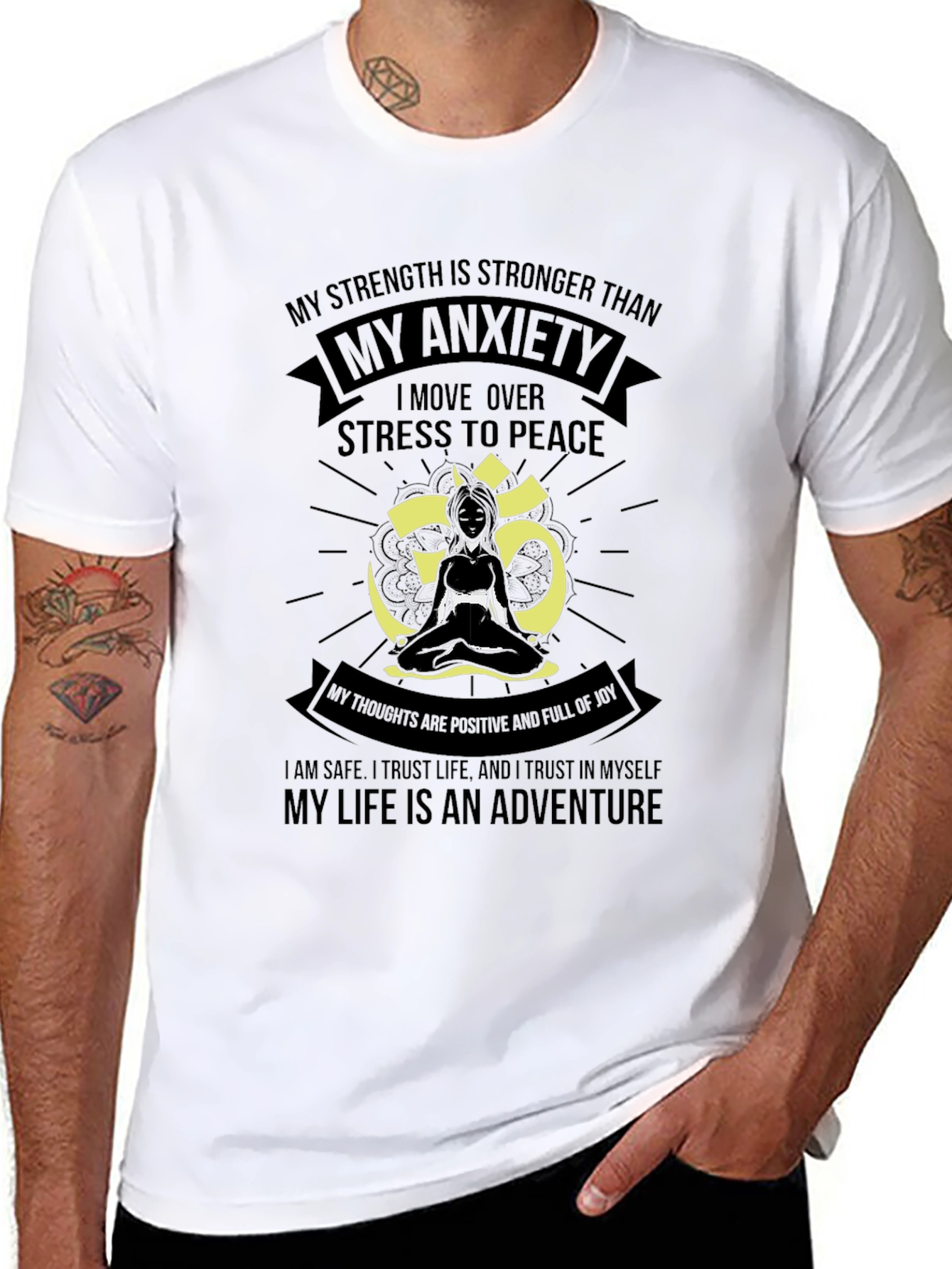 Black My Anxiety Black T-Shirt for Men - Adventure Life Tee view 8