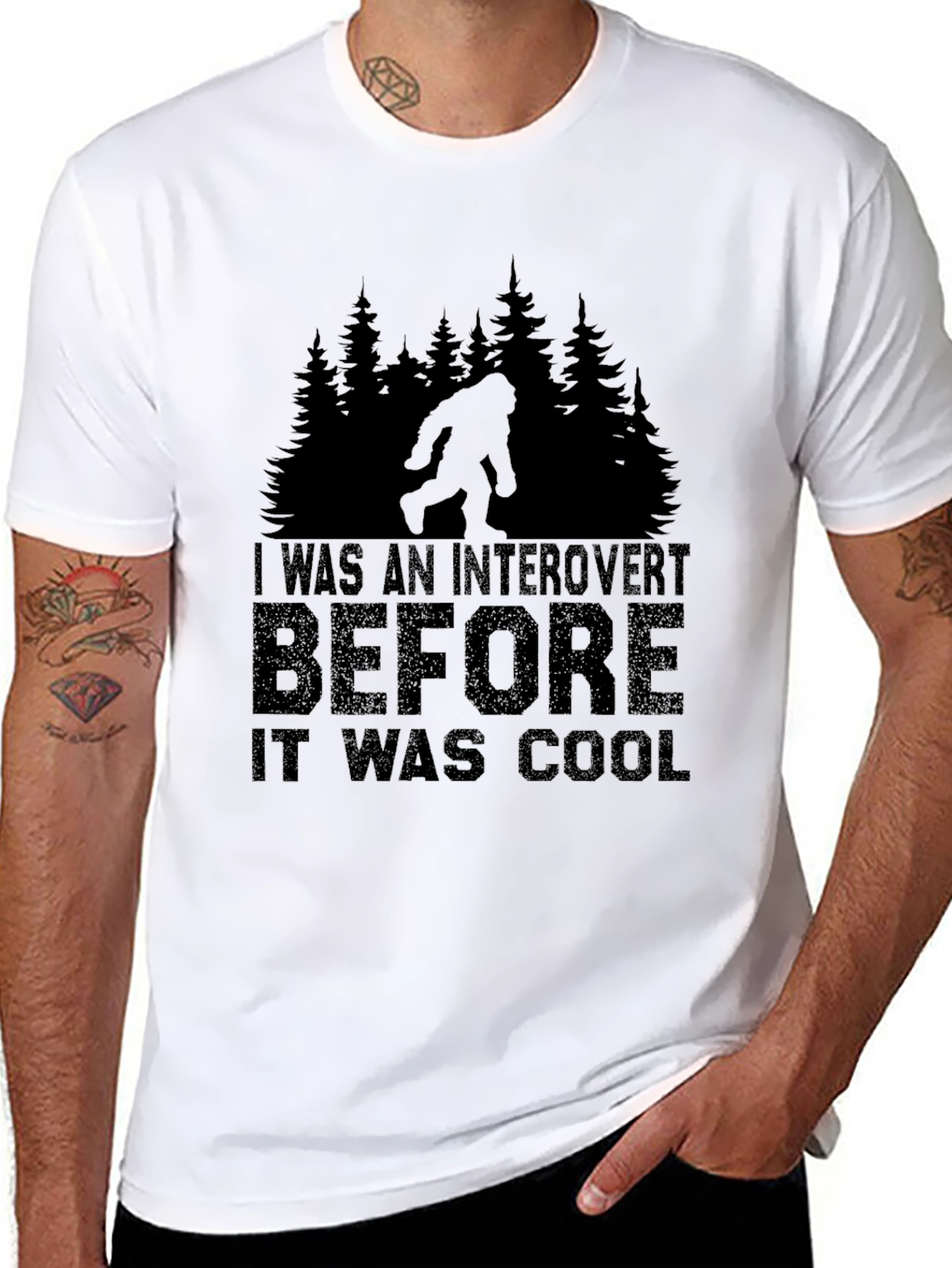 Black Introvert Before Cool Bigfoot Black T-Shirt view 8