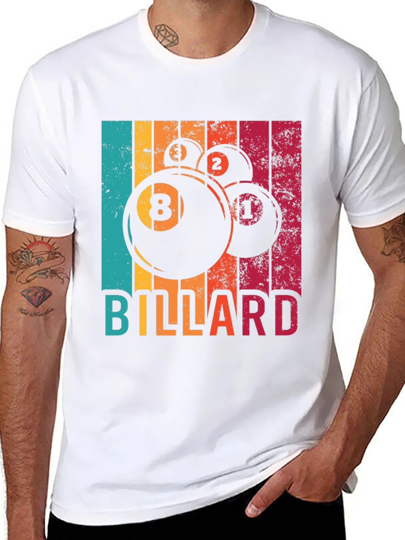 Black Retro Billiards T-Shirt - Vintage Pool Design view 8