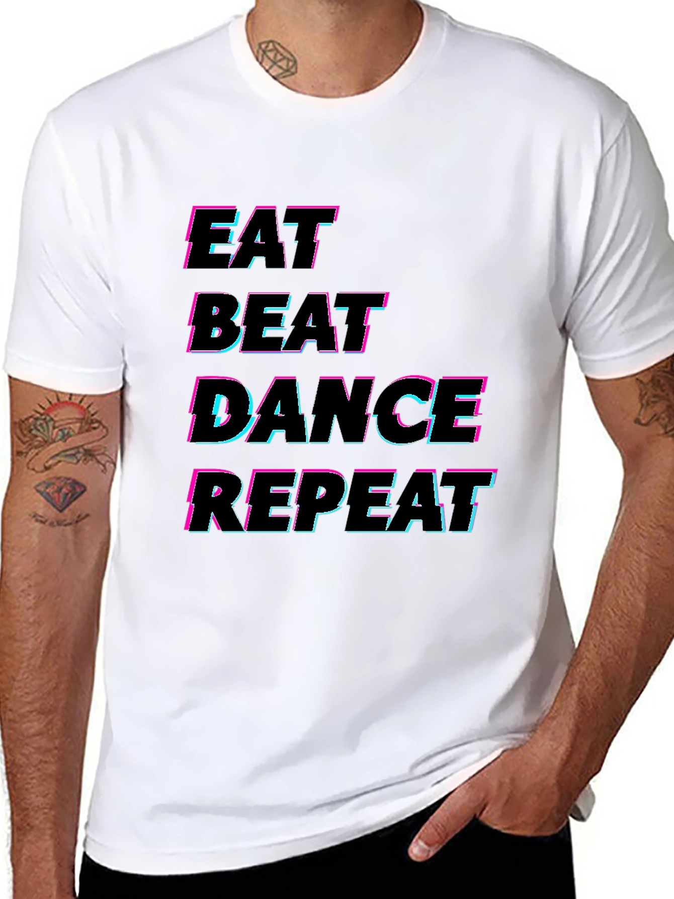 Black Eat Beat Dance Repeat Black T-Shirt view 8