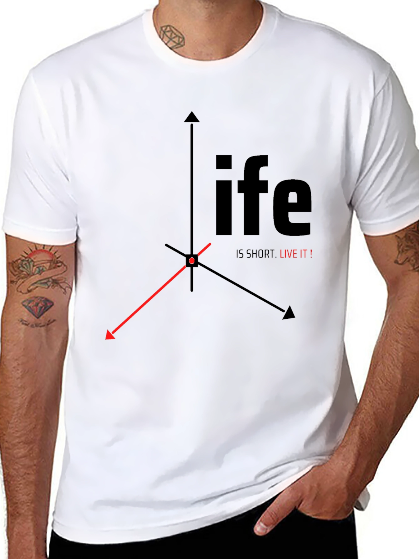Life is Short, Live It! Black Graphic Tee - 8