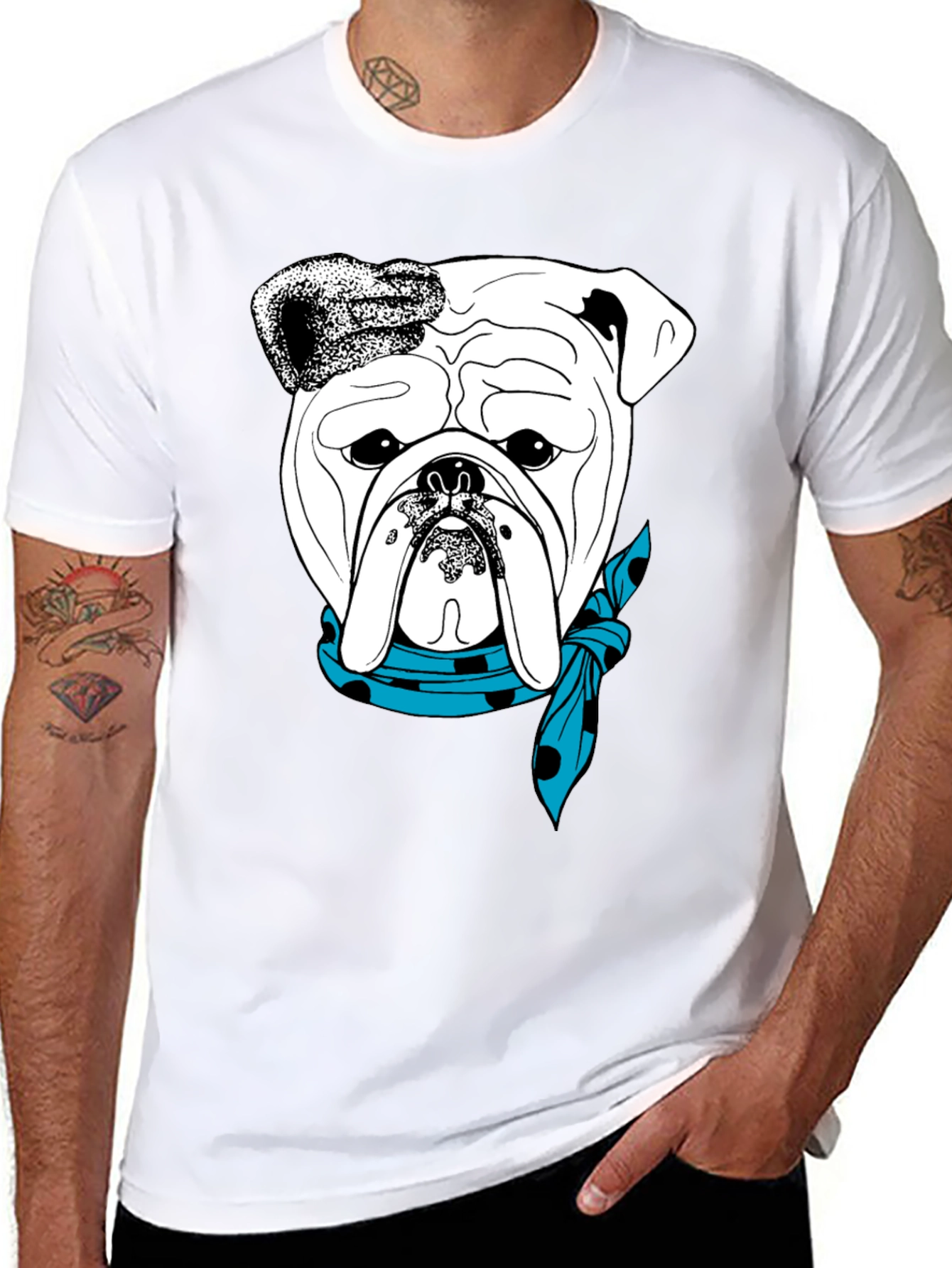 Black Bulldog Bandana Graphic Tee - Stylish Dog Lover T-Shirt view 8