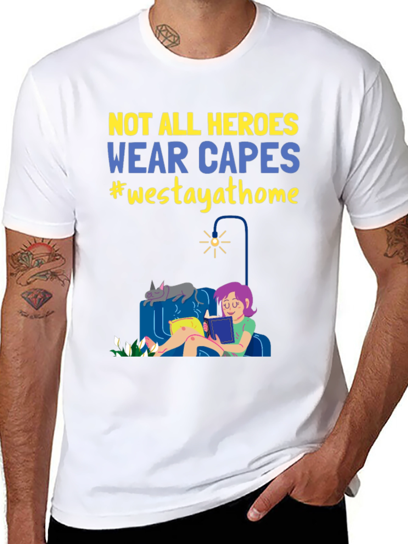 Black Not All Heroes Wear Capes Stay Home T-Shirt view 8