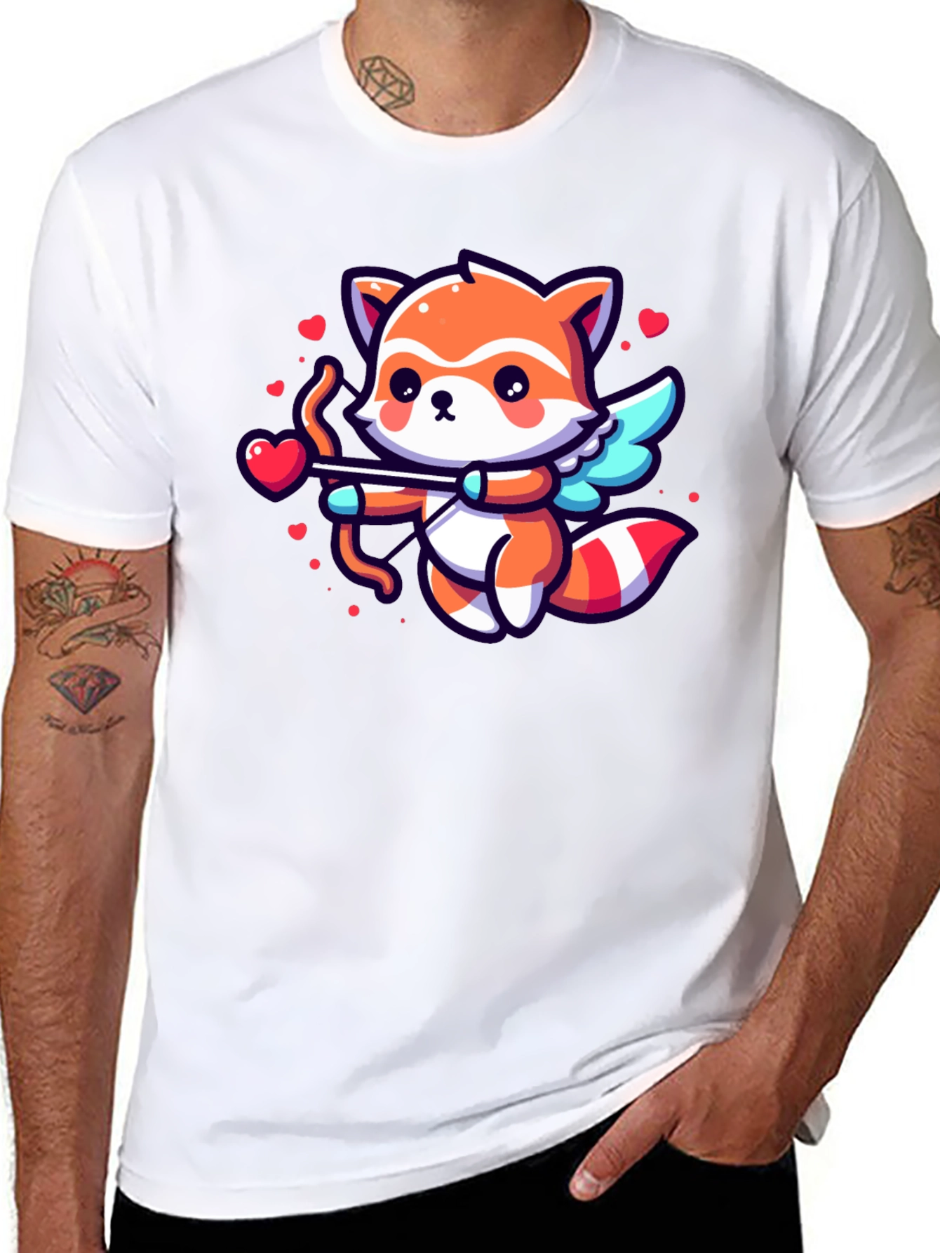 Black Cute Cupid Fox Graphic Tee view 8