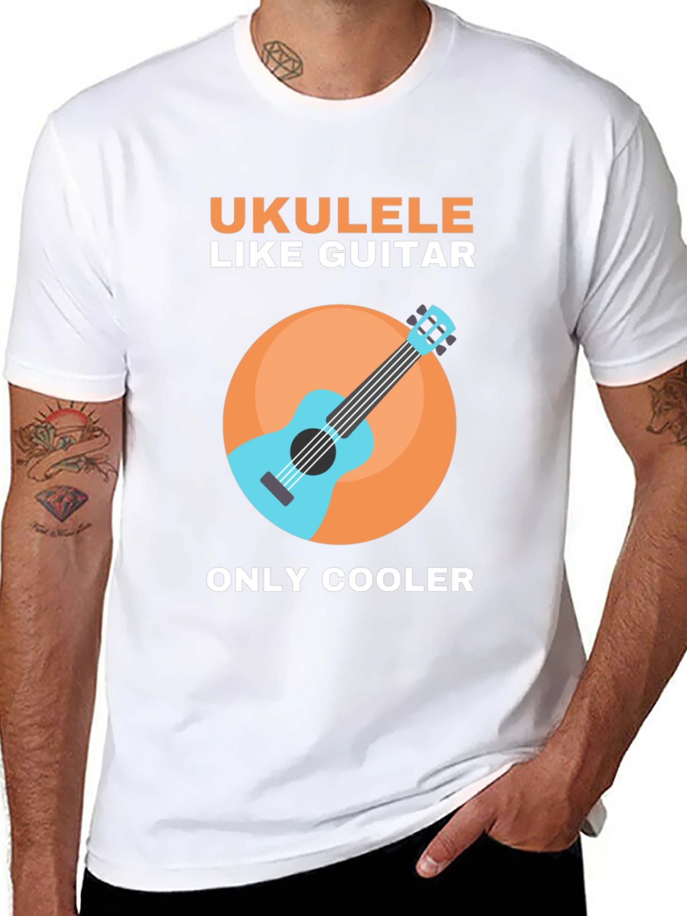 Black Ukulele Like Guitar Graphic Tee view 8