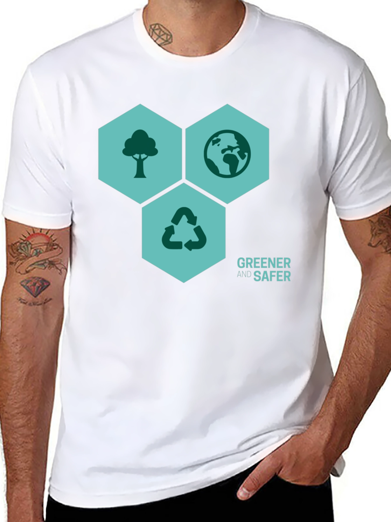 Black Eco-Friendly 'Greener & Safer' Graphic T-Shirt view 8