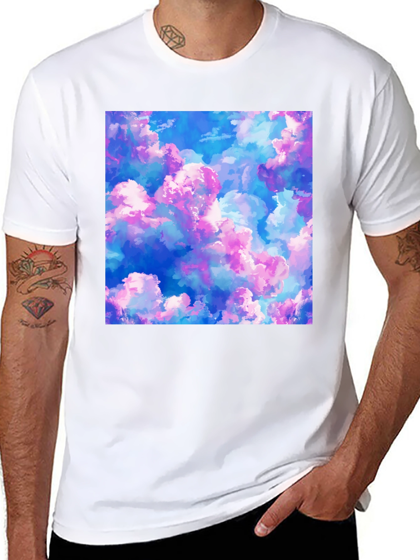 Black Dreamy Cloudscape Graphic Tee - Soft Black Cotton view 8