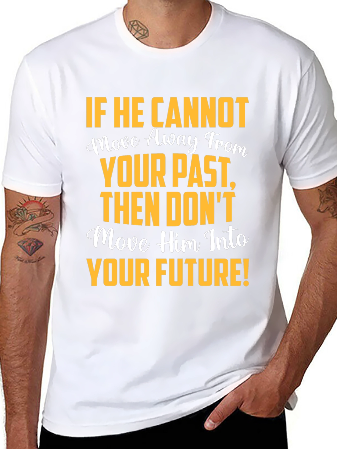 Black Motivational Graphic T-Shirt: Move Away From Your Past view 8