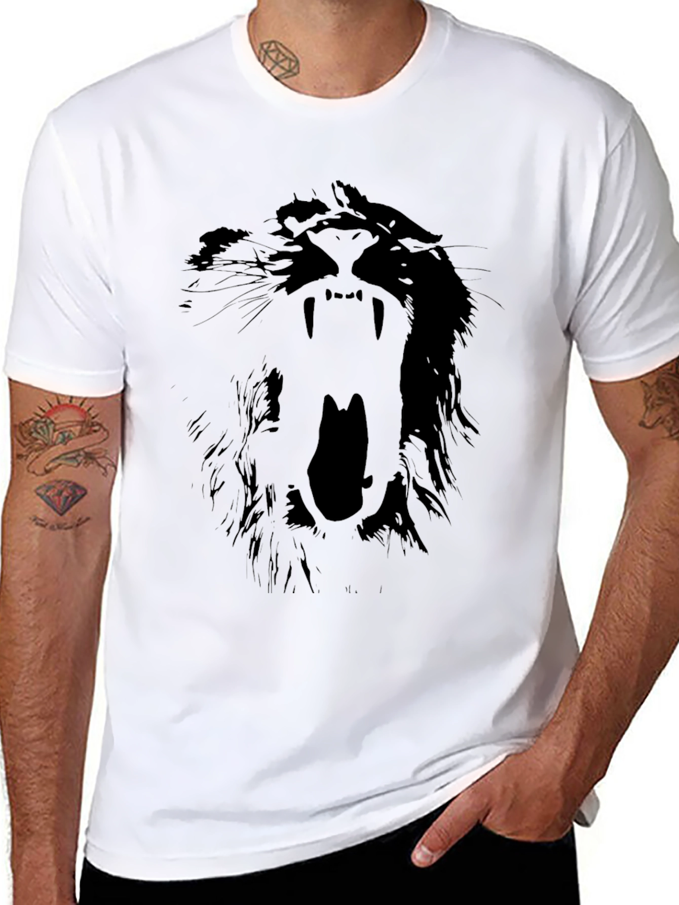 Black Lion Graphic Print Black T-Shirt view 8