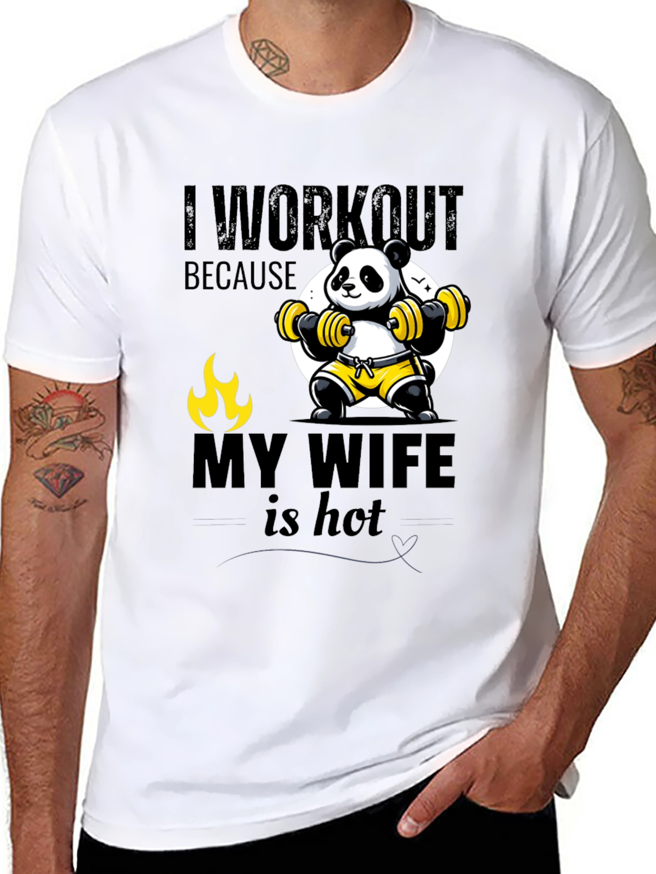 Funny Panda Workout T-Shirt - My Wife is Hot - 8