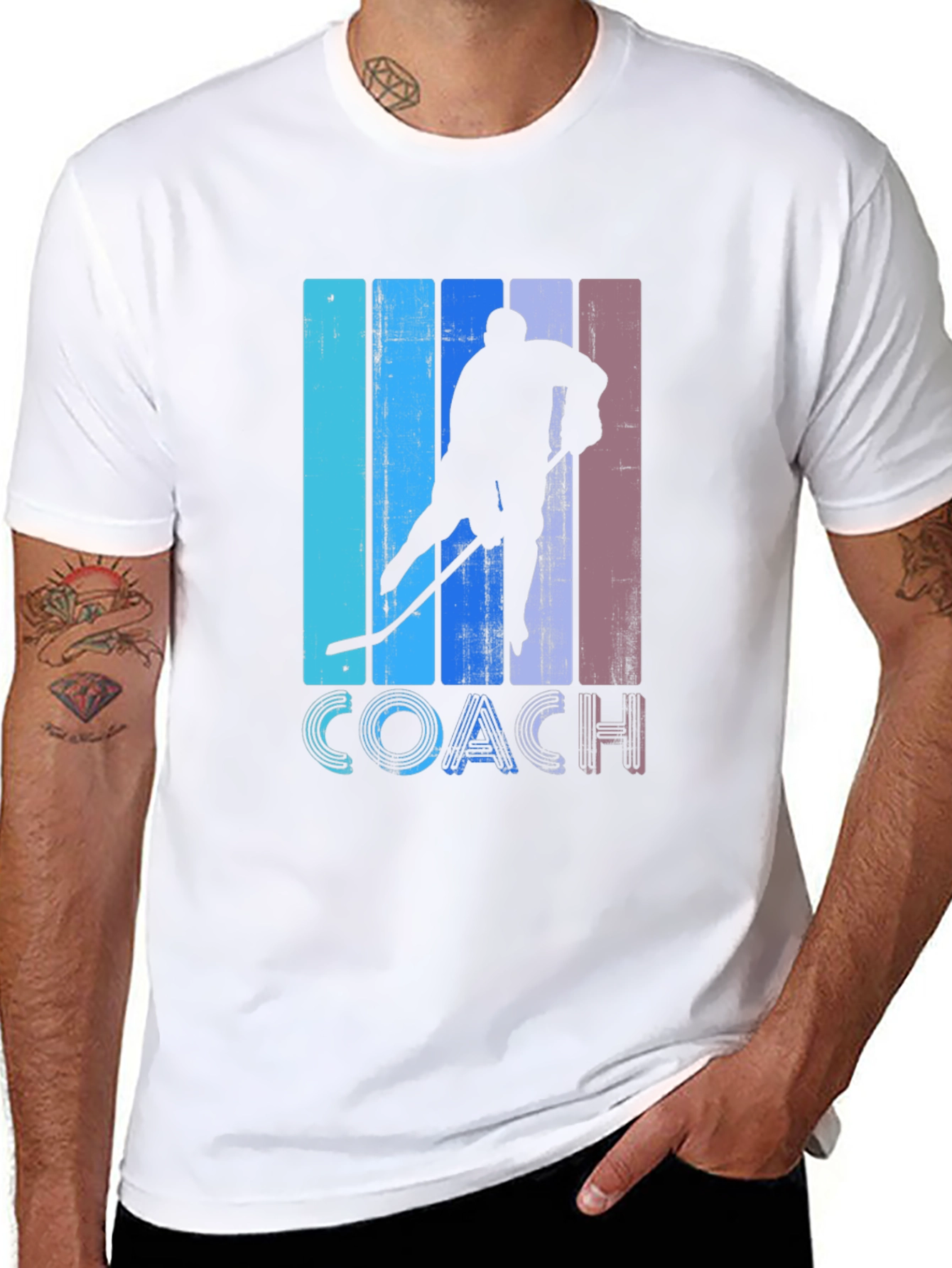Black Hockey Coach Retro T-Shirt view 8