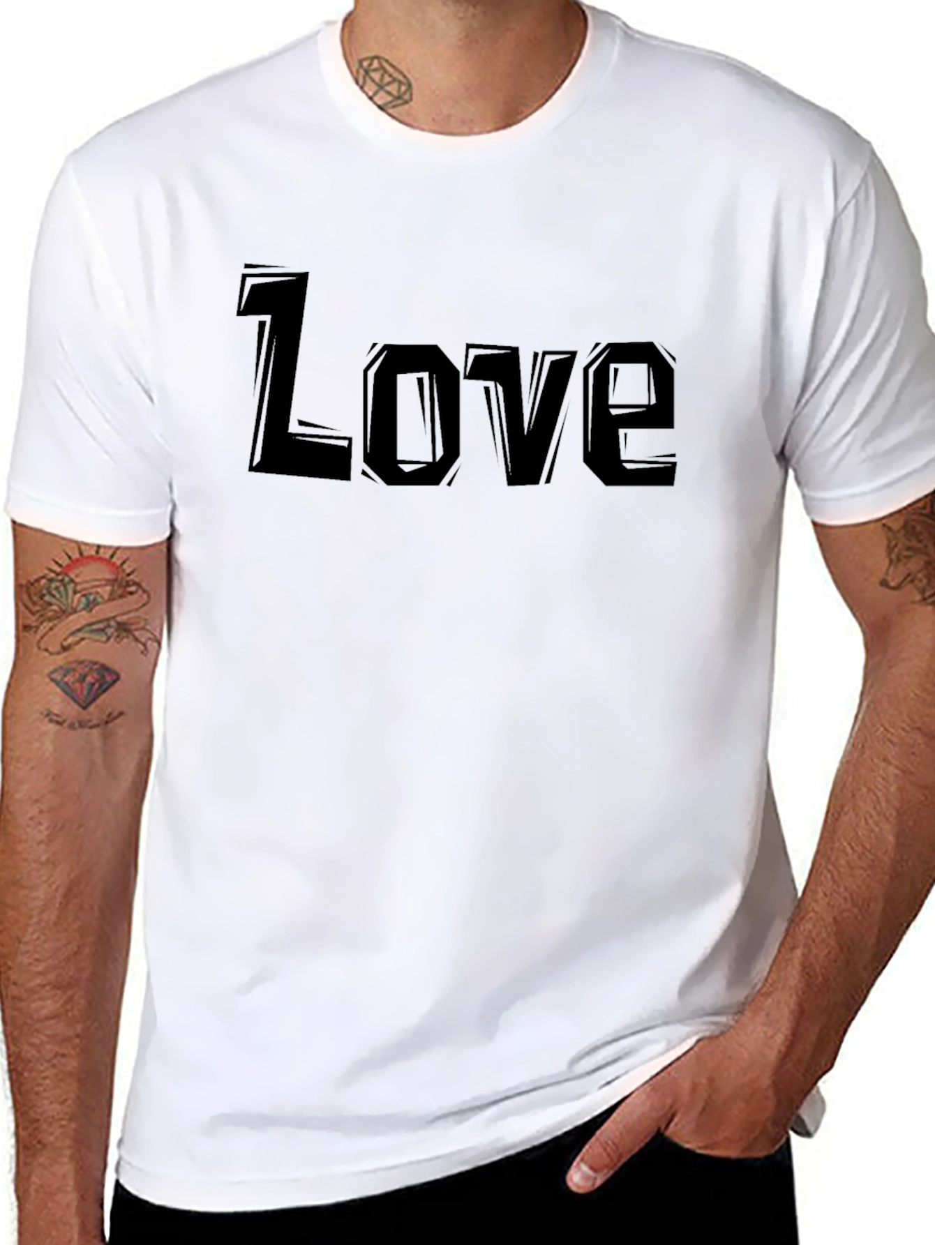 Black Men's Black "Love" Graphic T-Shirt view 8