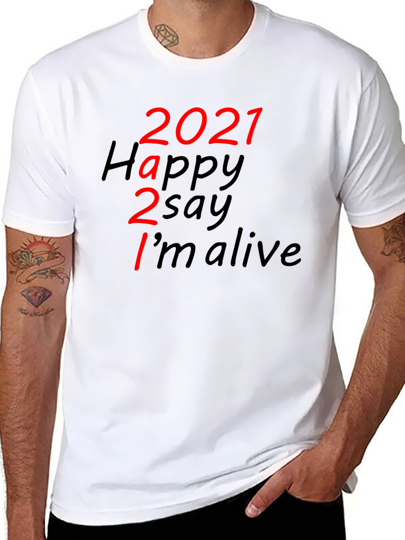 Black 2021 Happy to Say I'm Alive Graphic T-Shirt view 8
