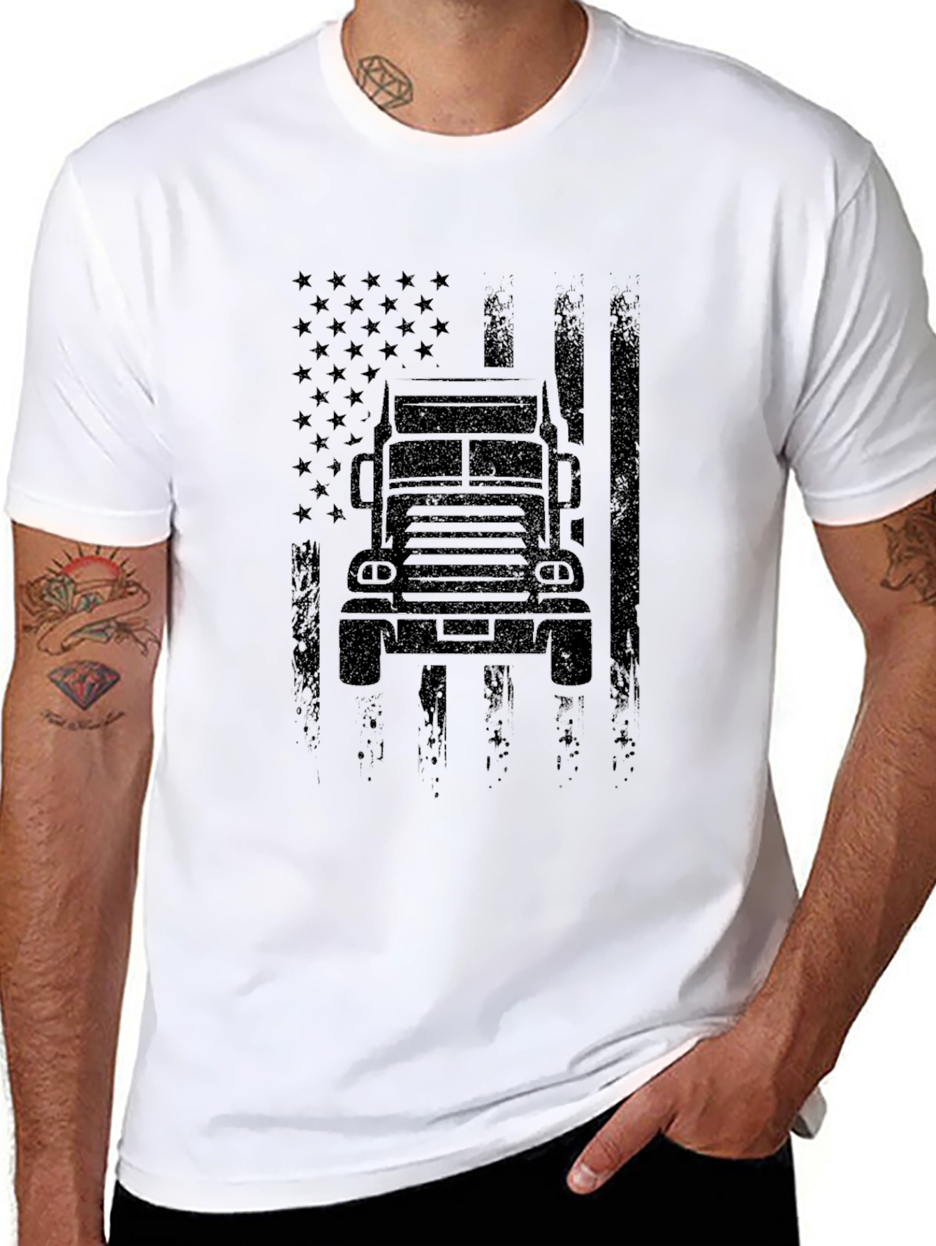 Black Trucker Flag Graphic Tee - American Pride view 8
