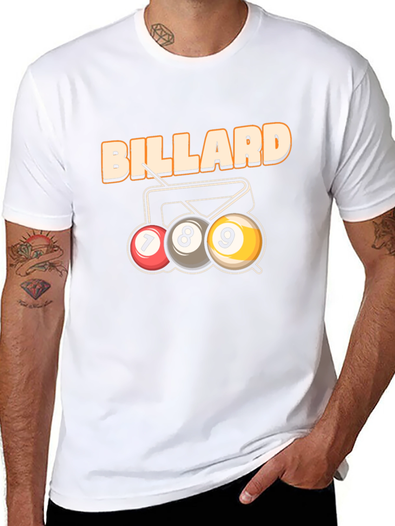 Black Billiard T-Shirt - 7, 8, 9 Ball Design view 8
