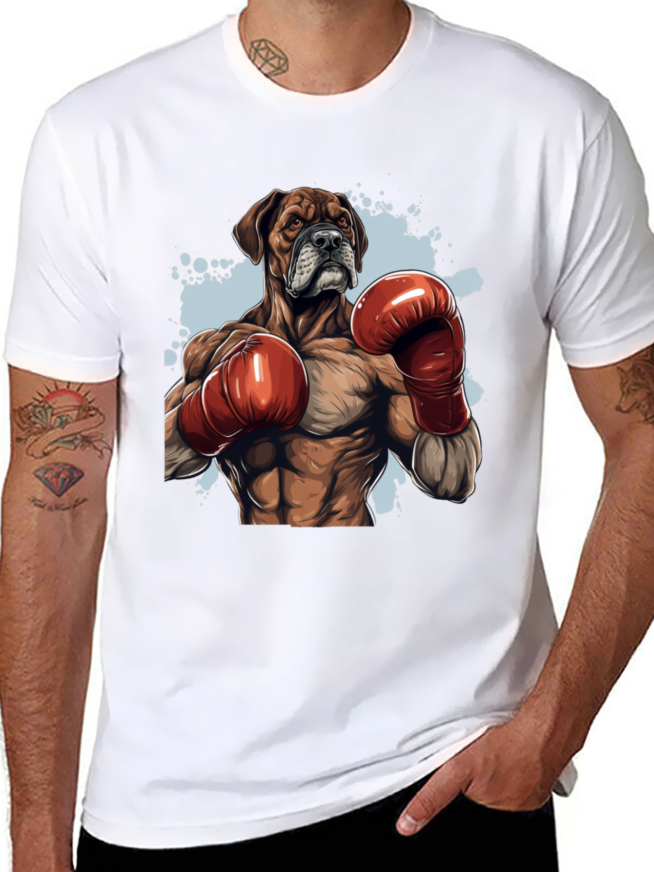 Black Boxer Dog Boxing T-Shirt - Unique Graphic Tee view 8
