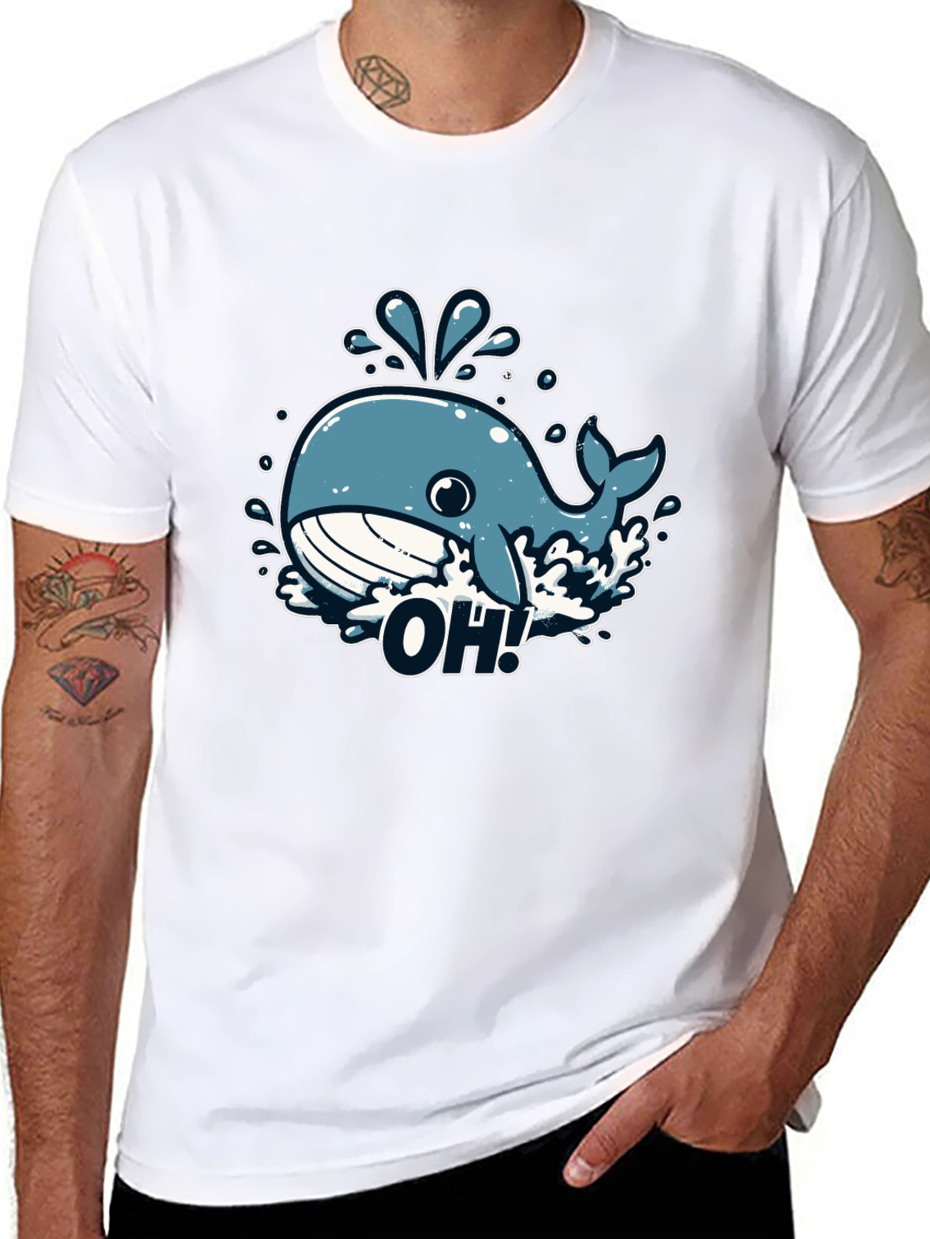 Black Whale-tastic Tee - "OH!" Graphic T-Shirt view 8