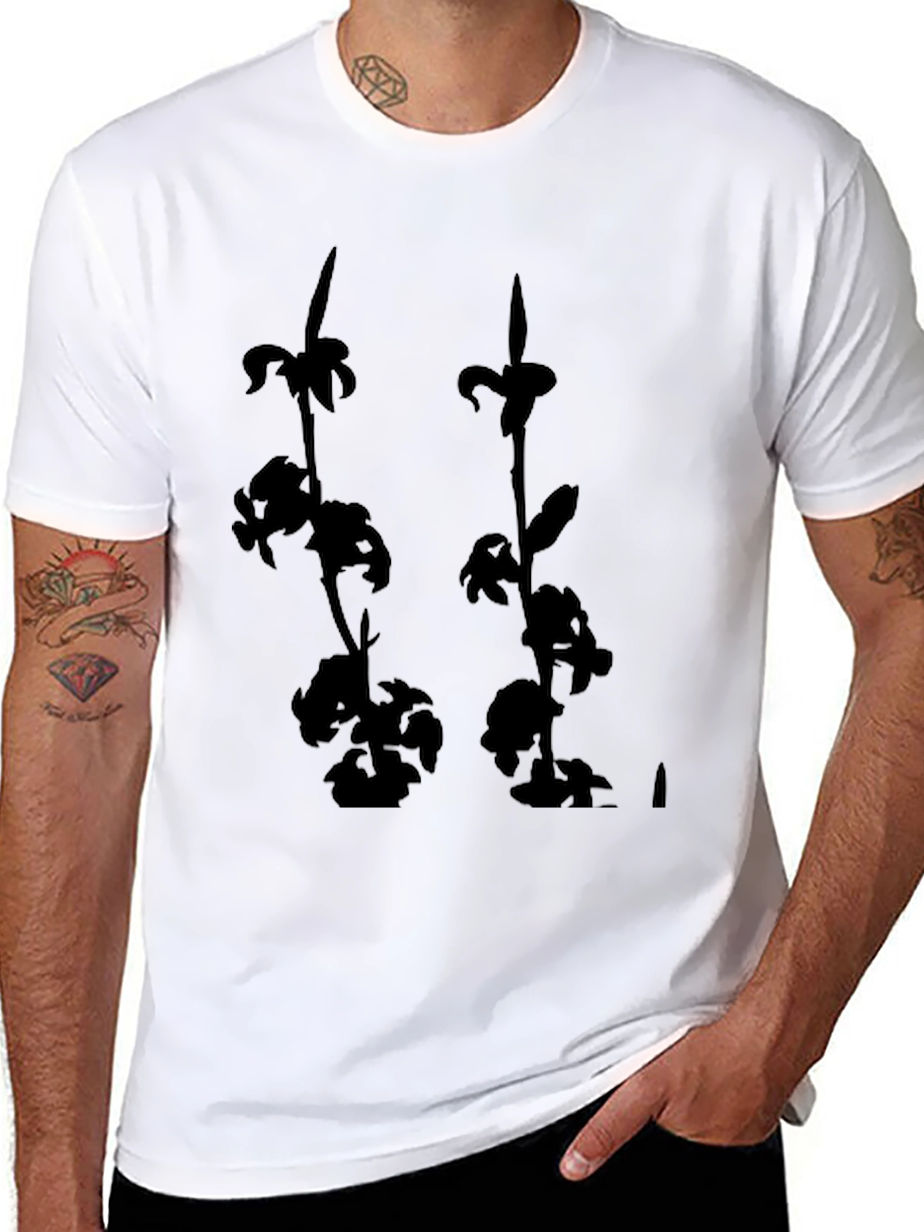 Black Black Floral Silhouette Graphic Tee view 8