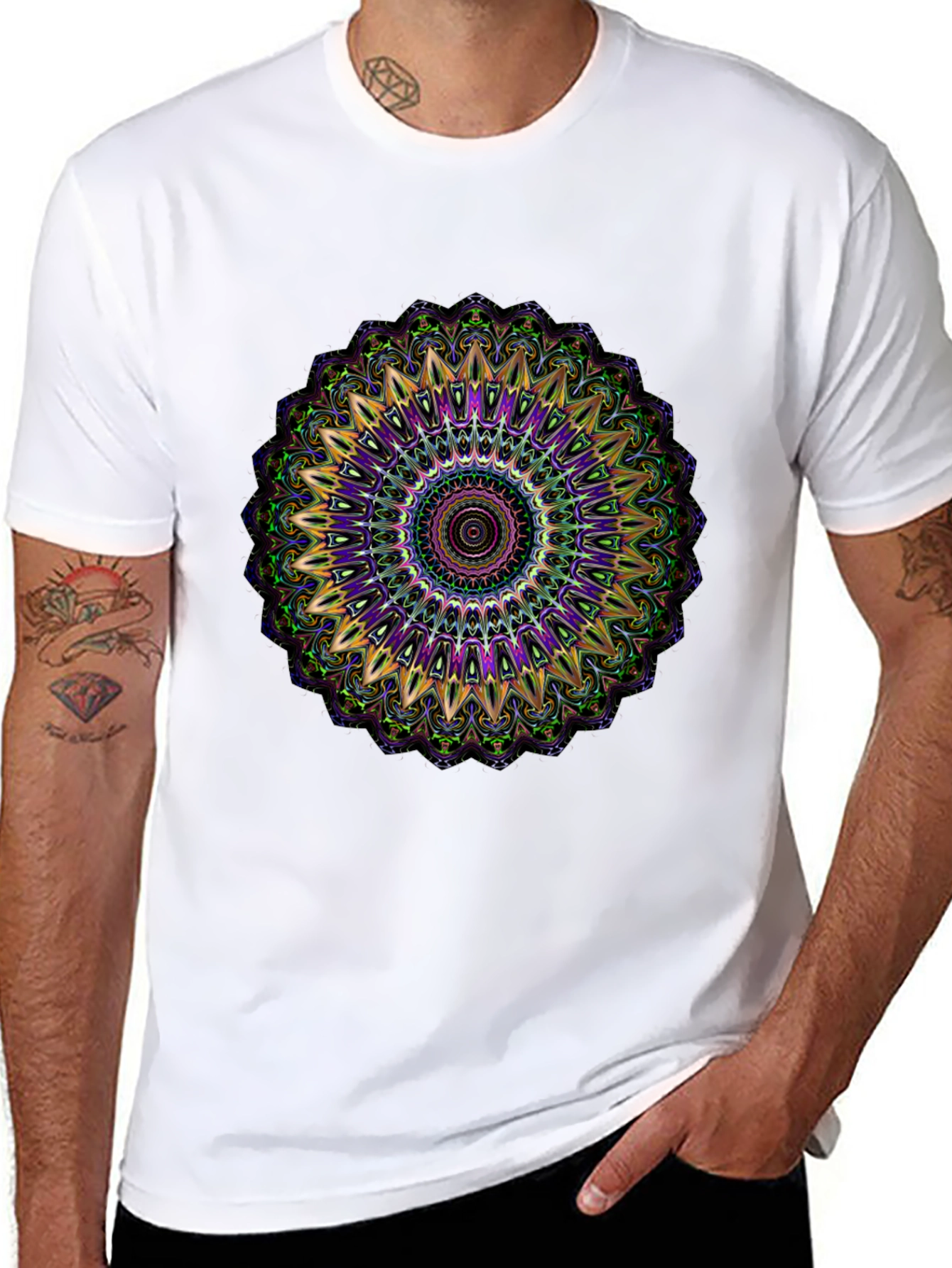 Black Mandala Graphic Tee - Black Cotton Blend view 8