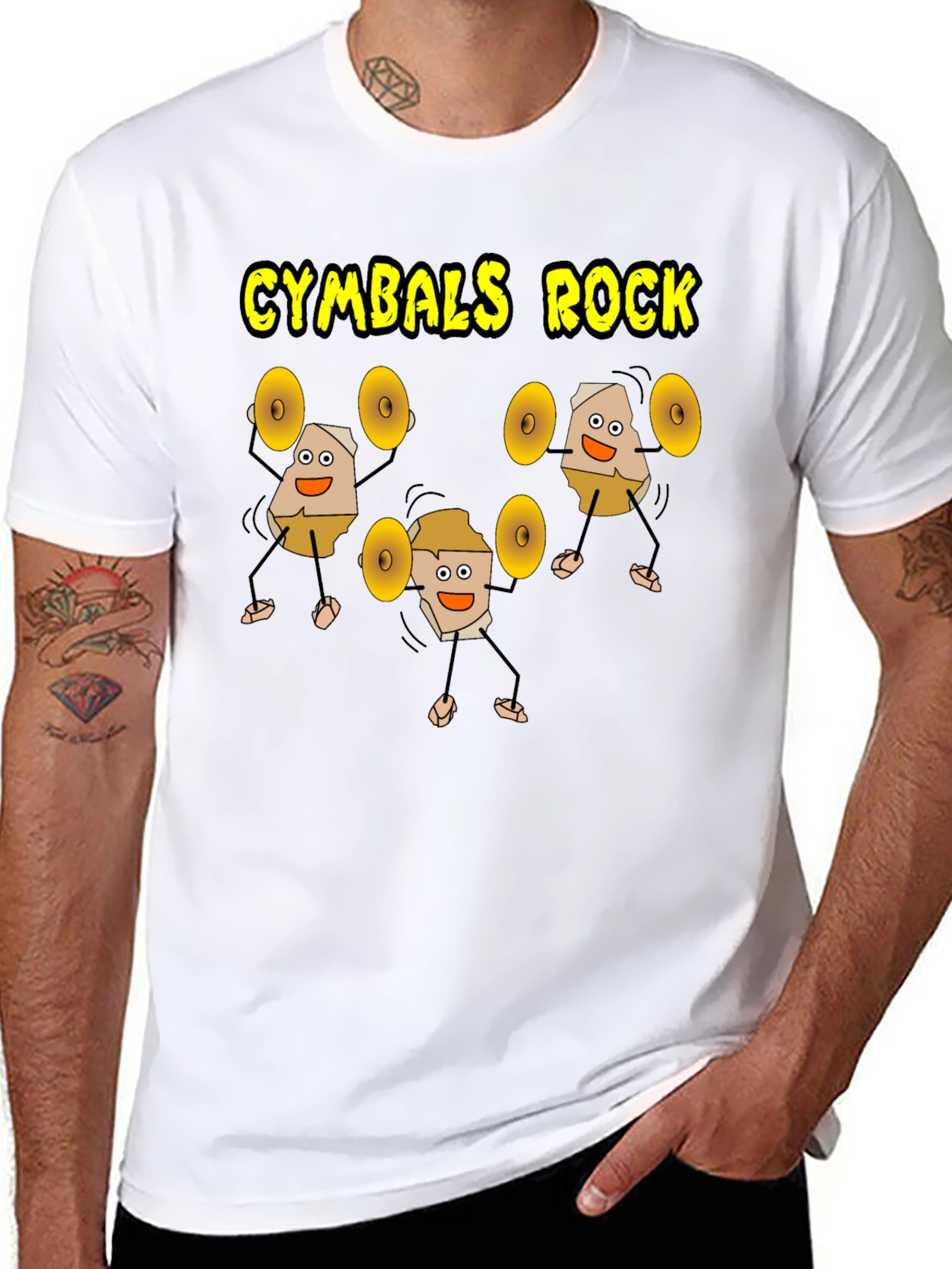 Black Cymbals Rock T-Shirt, Funny Drummer Tee view 8