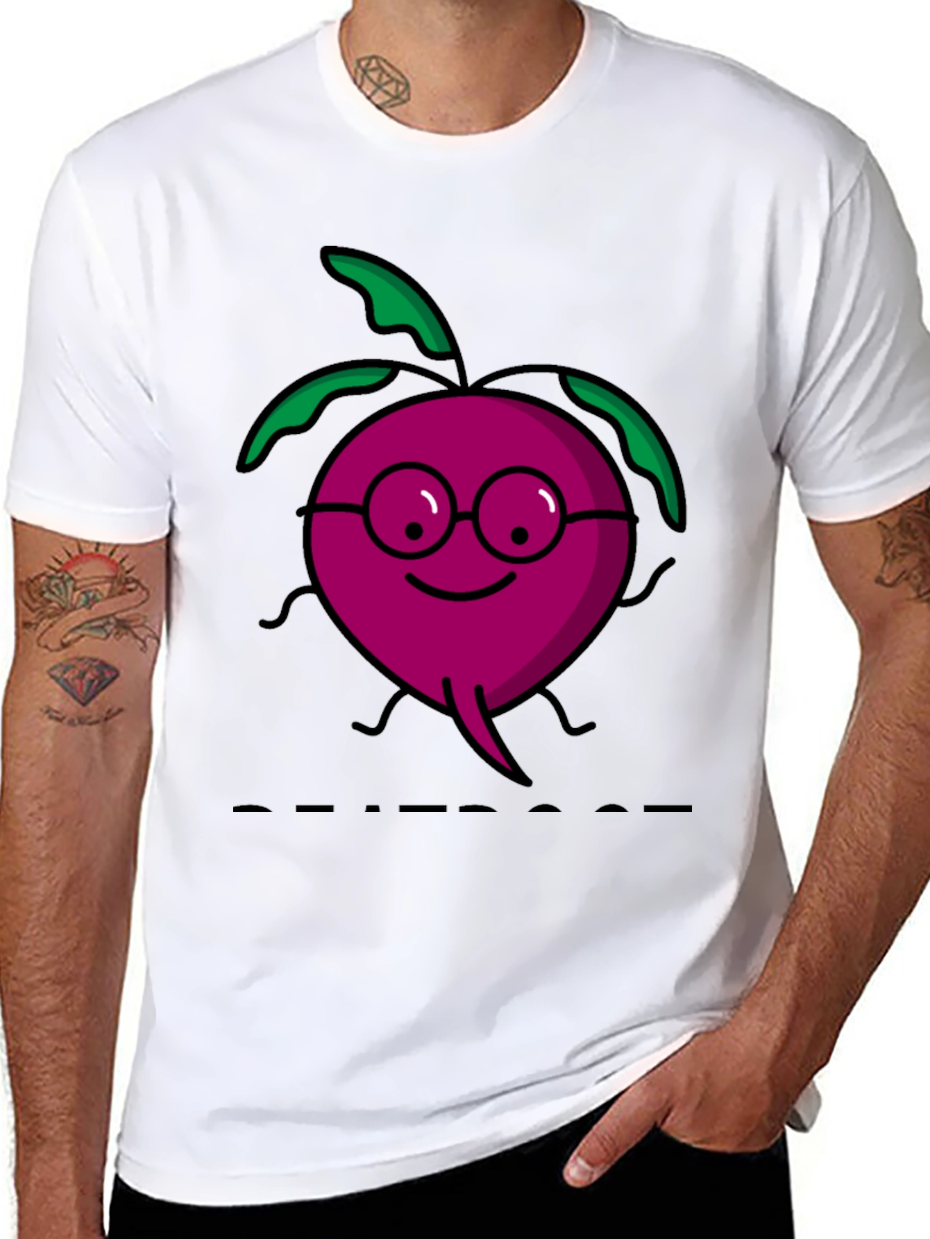Black Beetroot Cartoon T-Shirt view 8