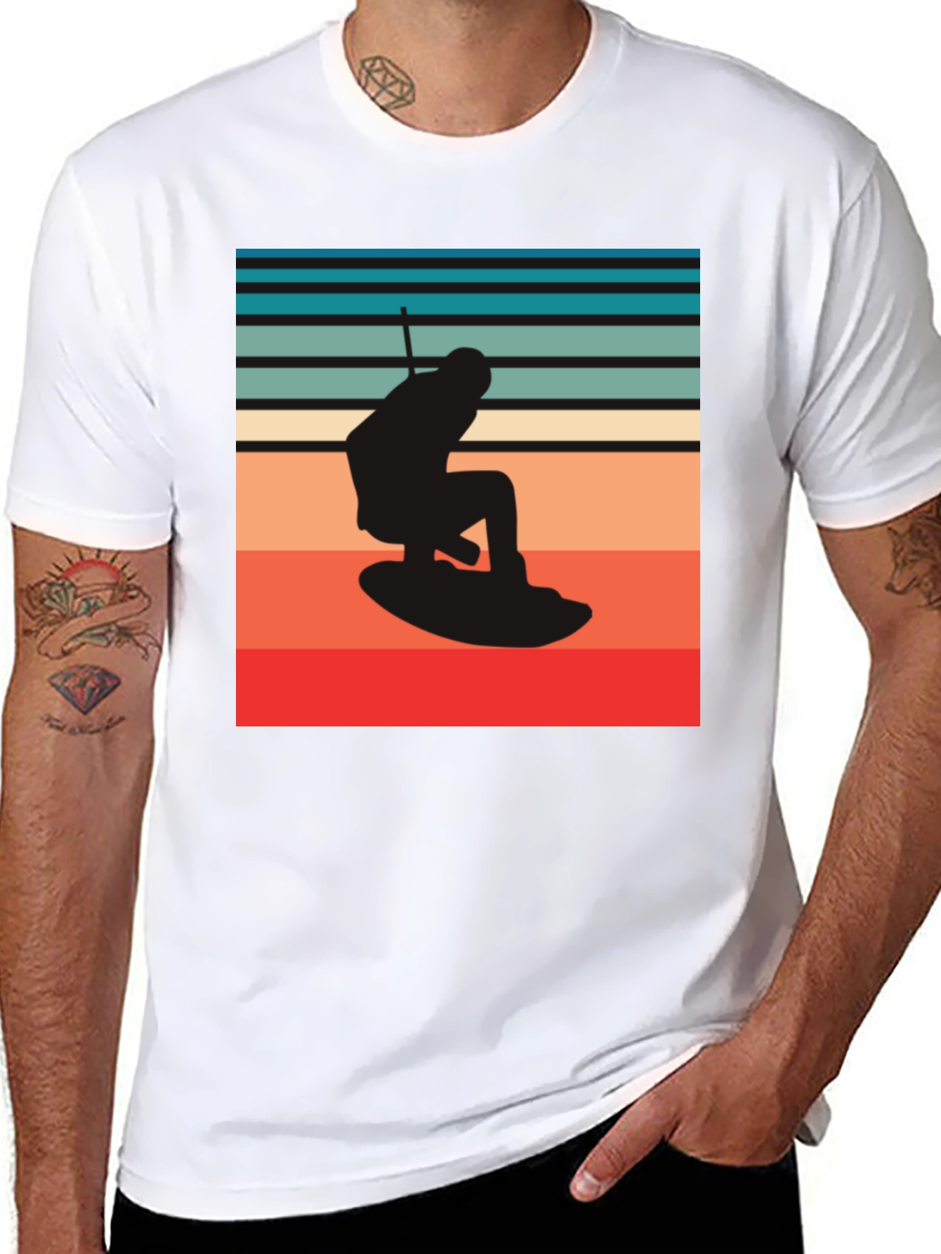 Black Retro Wakeboarding Graphic Tee - Black view 8
