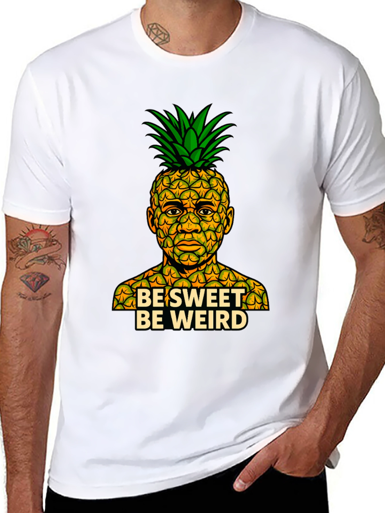 Black Be Sweet Be Weird Pineapple Graphic T-Shirt view 8