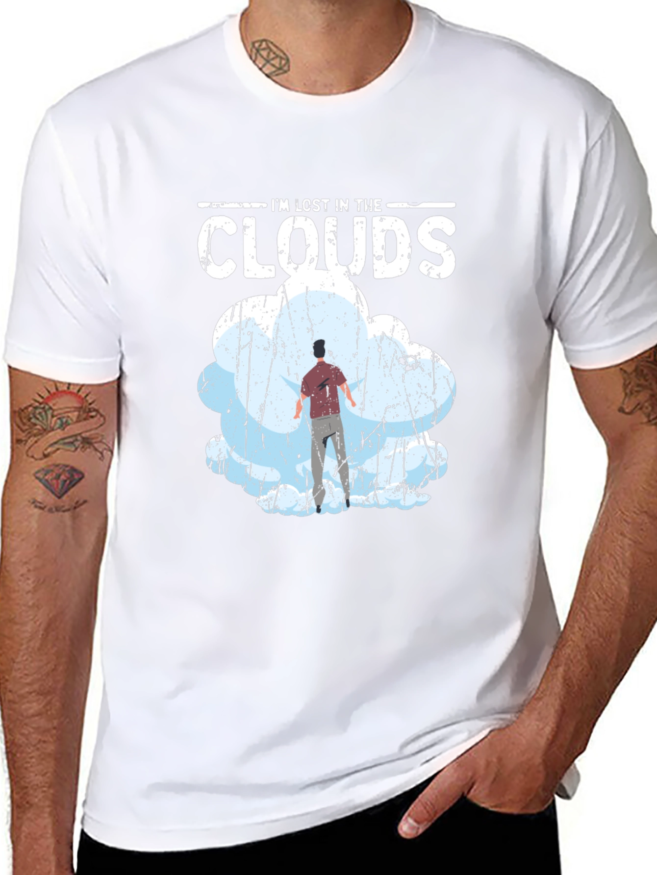 Black Lost in the Clouds Graphic T-Shirt - Unique Design view 8