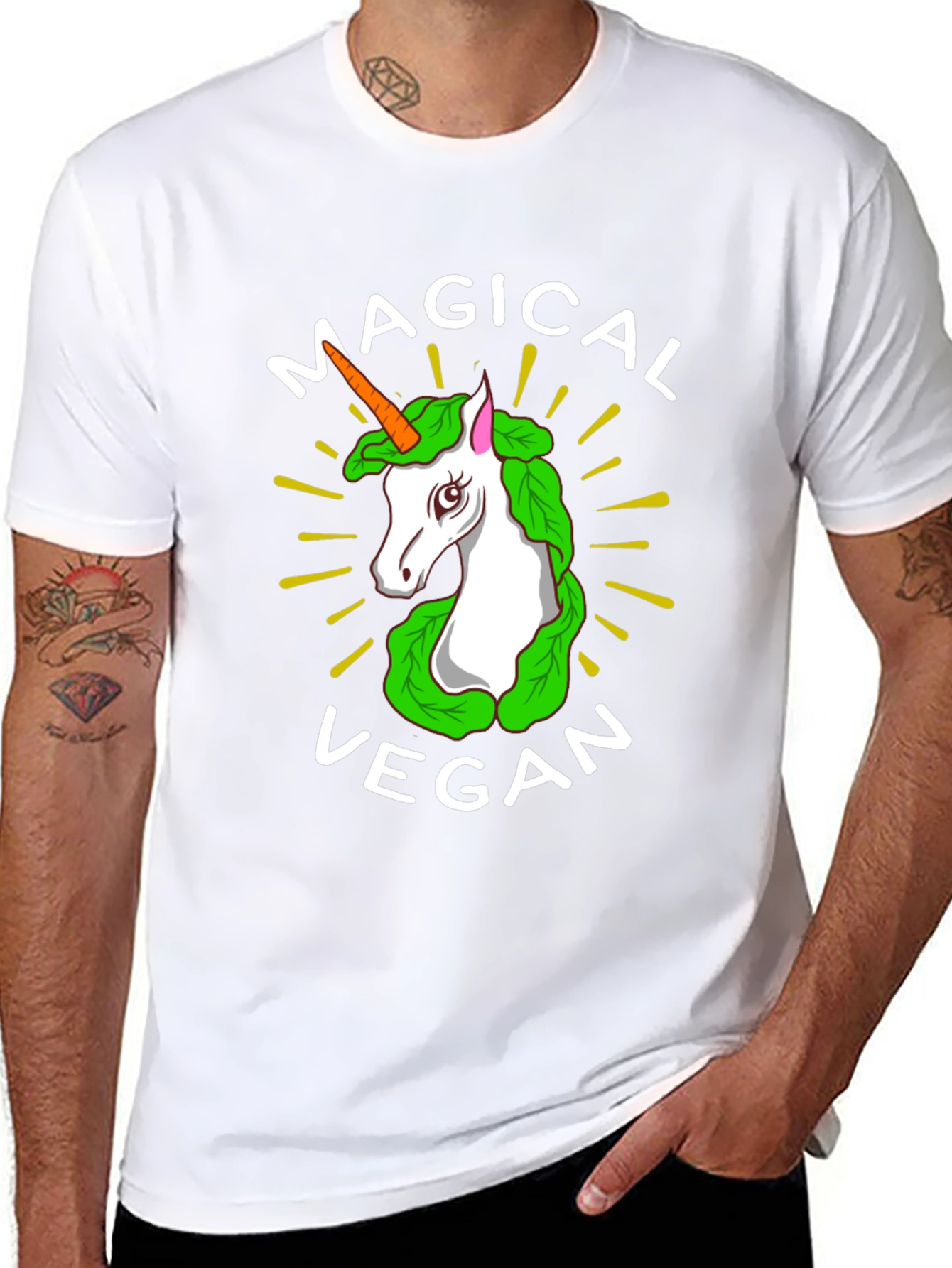 Black Magical Vegan Unicorn T-Shirt view 8