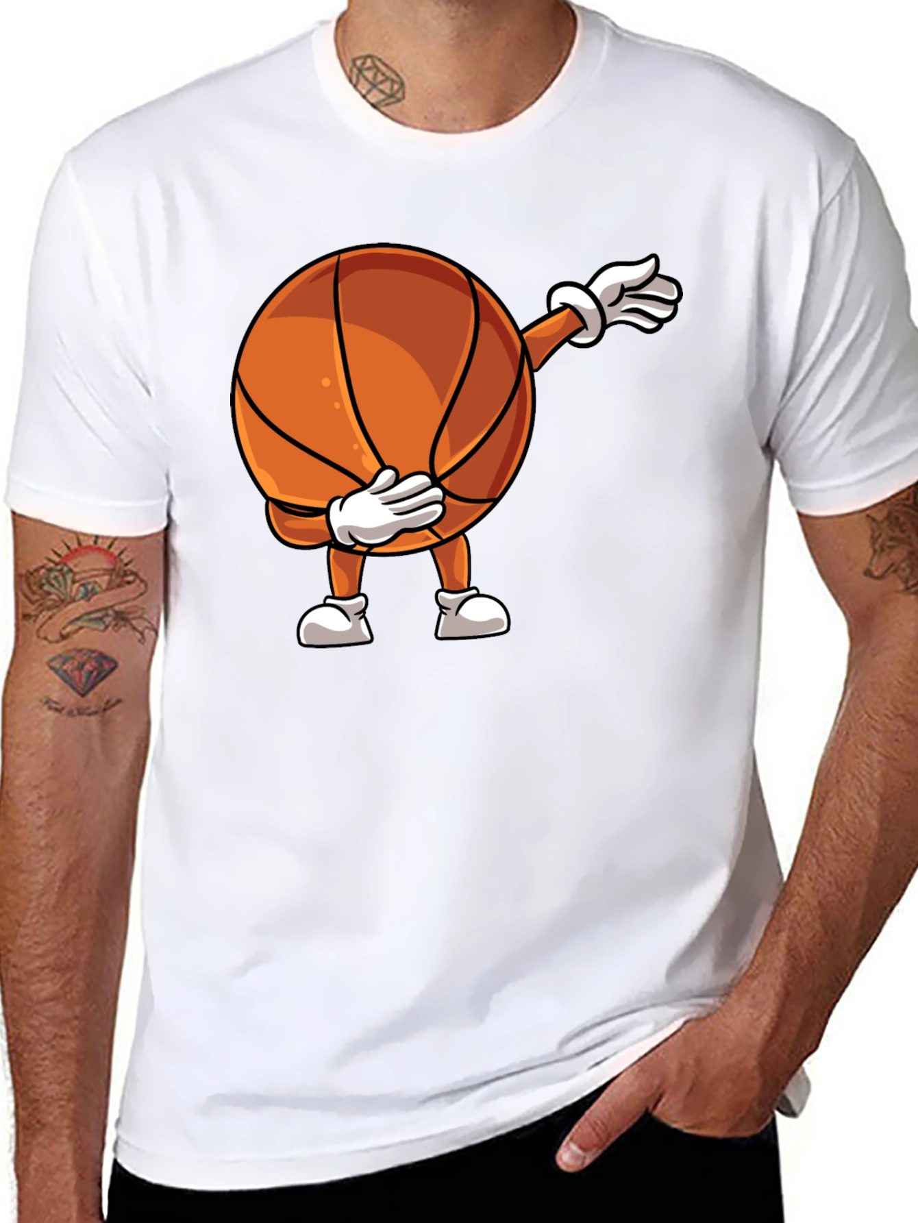 Black Dabbing Basketball Graphic T-Shirt view 8