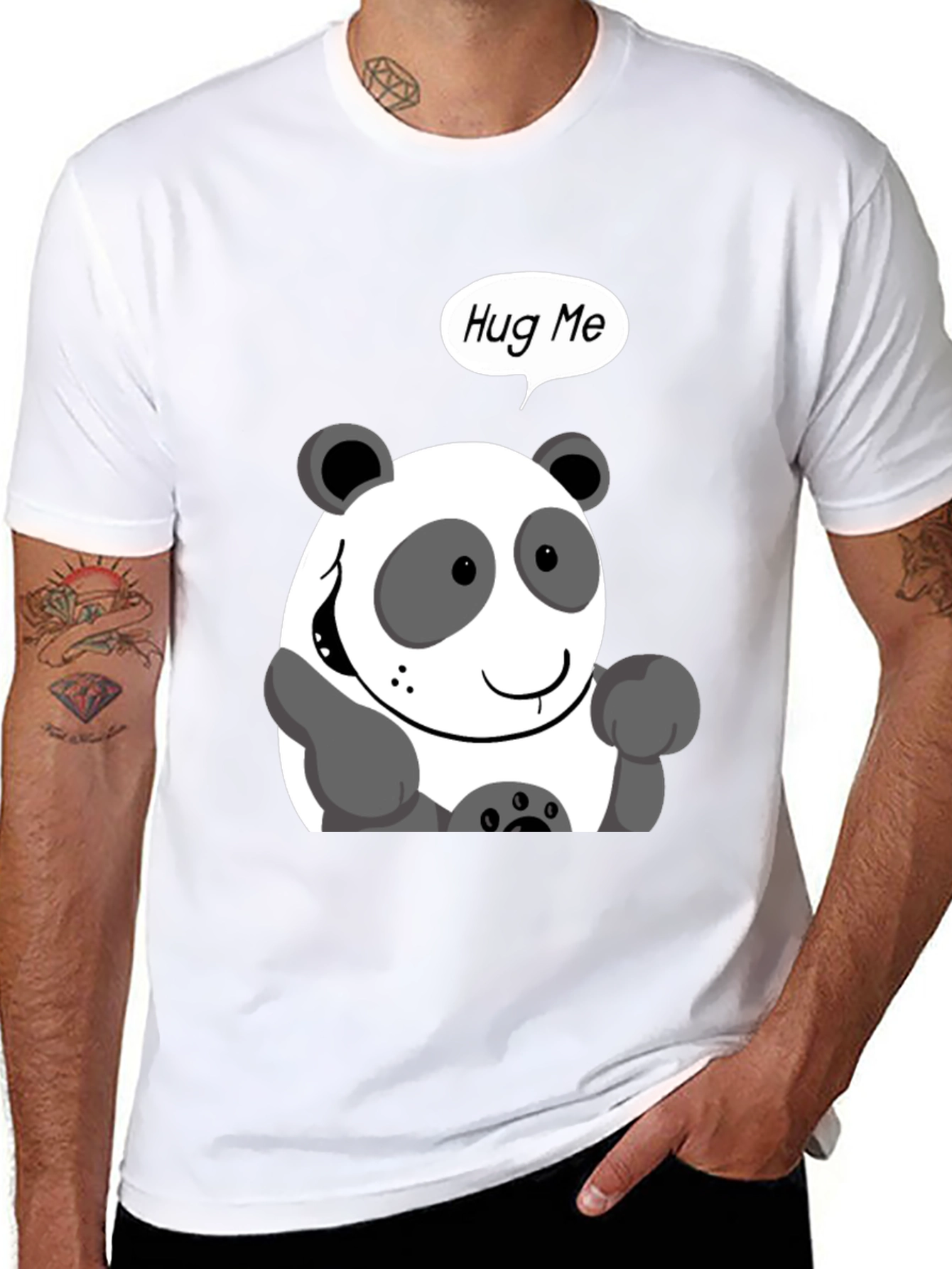 Black Hug Me Panda Graphic Tee - Black Casual Shirt view 8