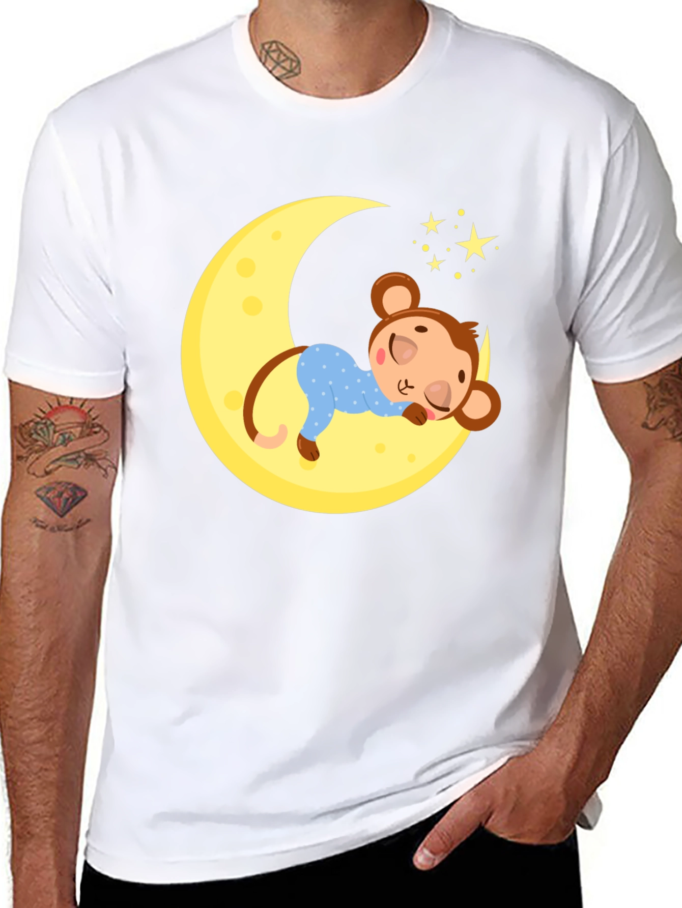 Black Sleepy Monkey Moon Graphic Tee view 8