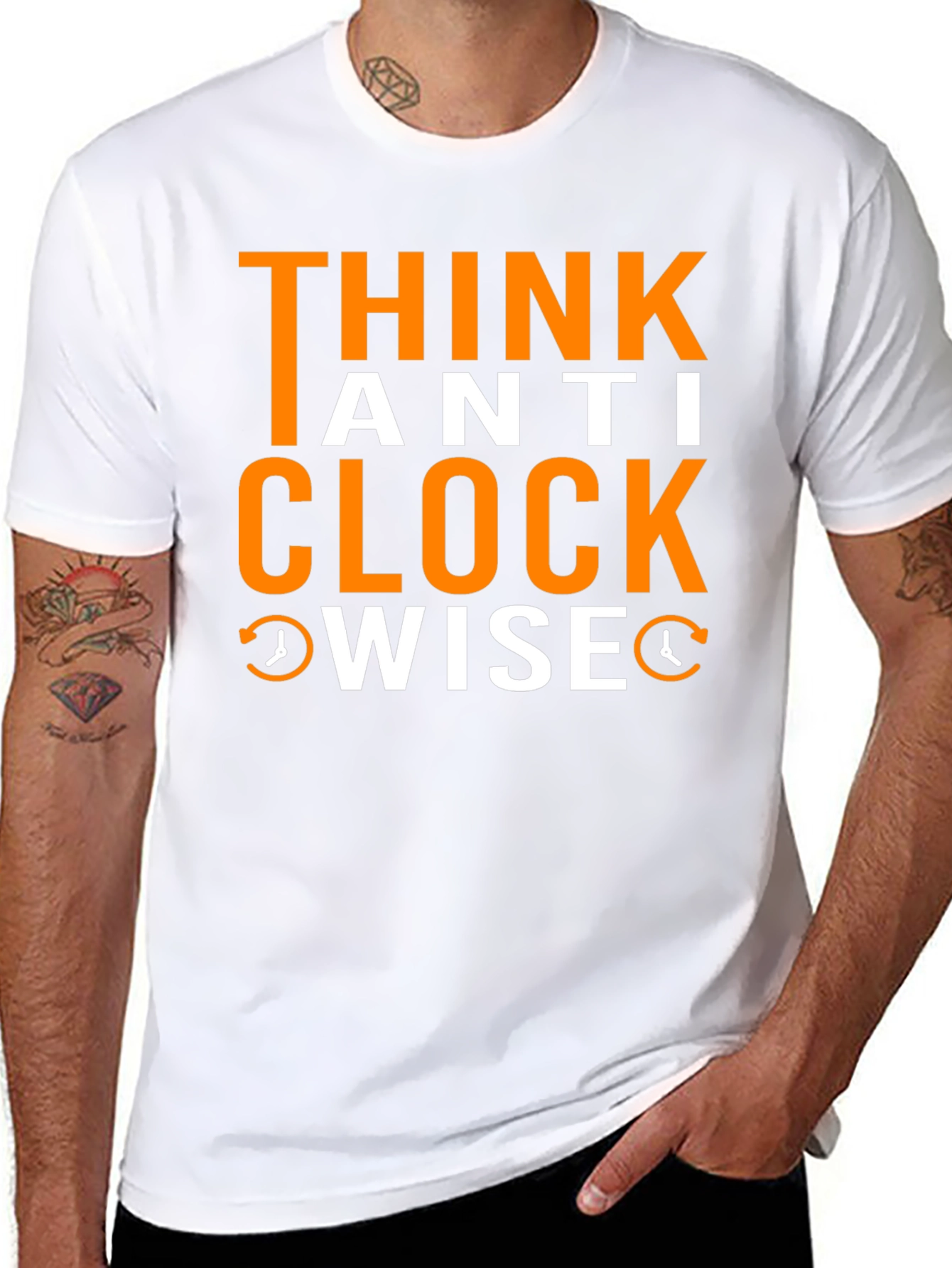 Black Think Anti Clockwise T-Shirt - Unique Design view 8