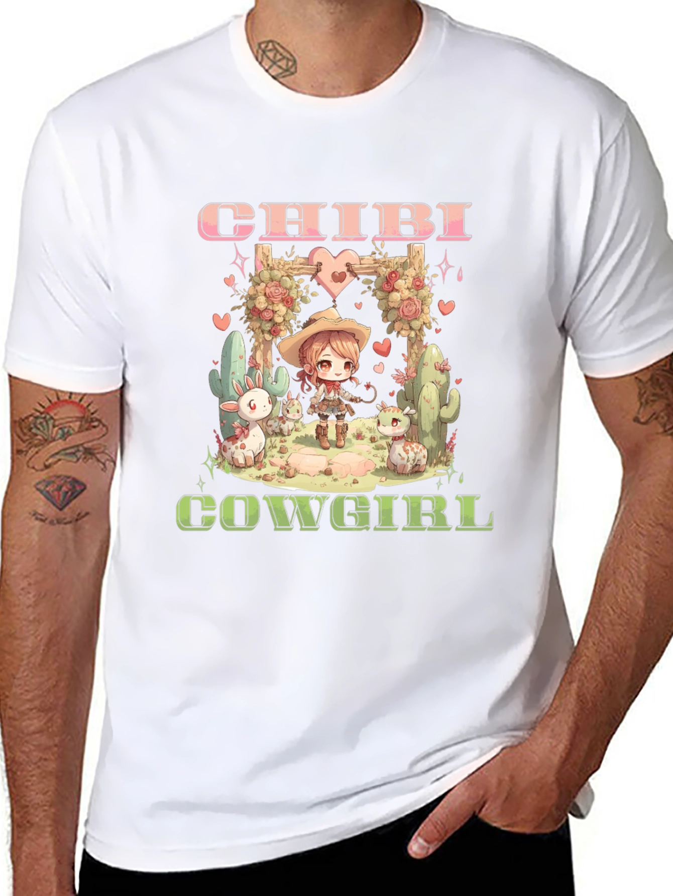 Black Chibi Cowgirl Graphic T-Shirt view 8