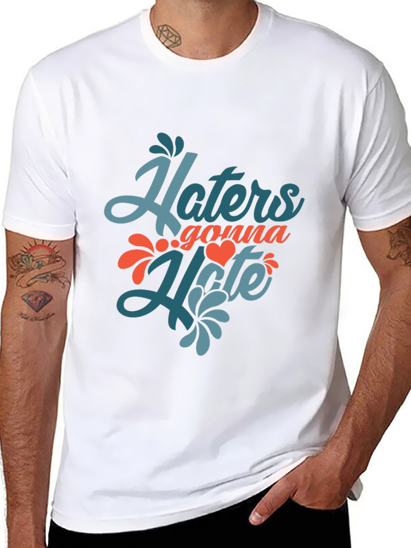 Black Haters Gonna Hate Graphic Tee - Black Cotton T-Shirt view 8